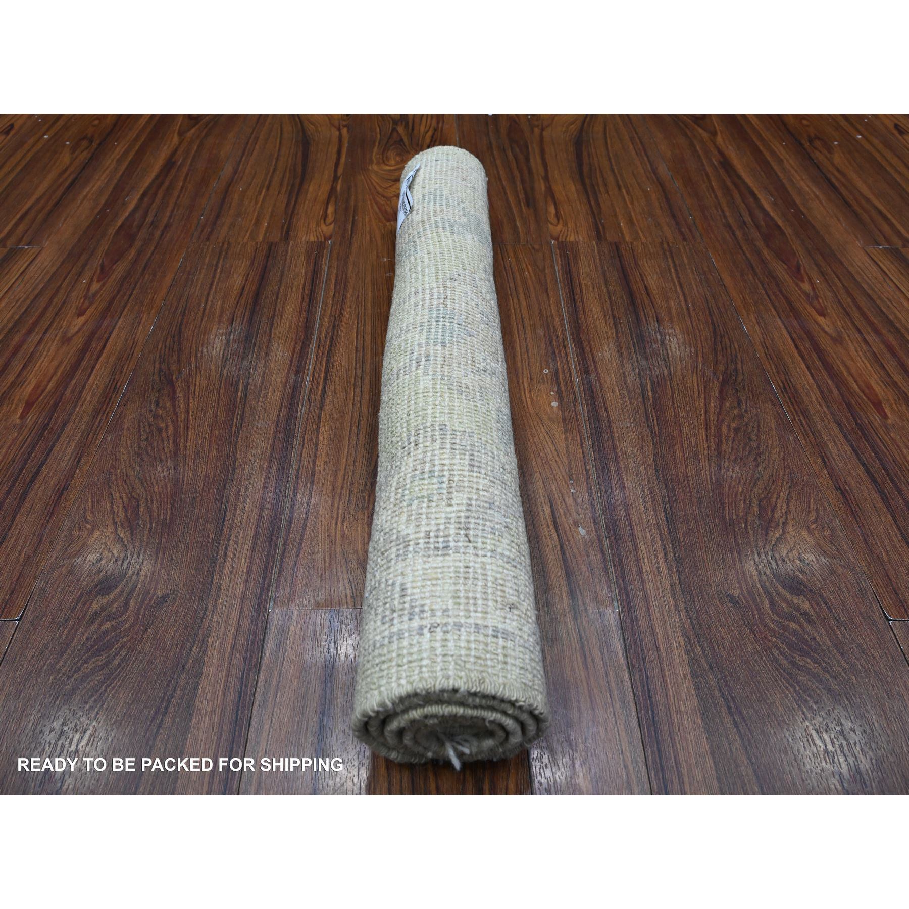 2'x3' Olive Green, Tribal Elements All Over Design, Wool Foundation, Hand Knotted, Natural Dyes, Soft Pile, Afghan Angora Oushak, Mat Oriental Rug Sh89363