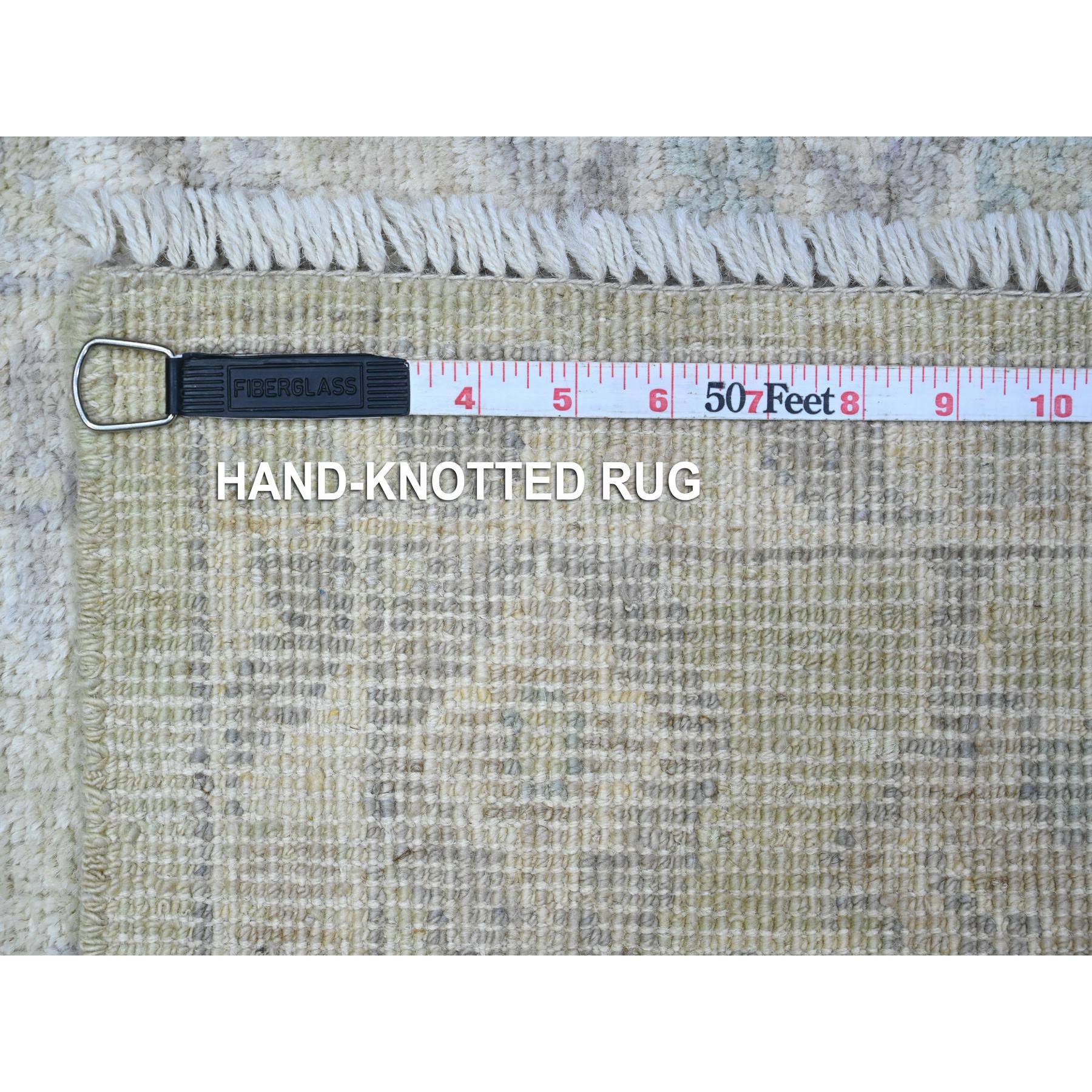 2'x3' Olive Green, Tribal Elements All Over Design, Wool Foundation, Hand Knotted, Natural Dyes, Soft Pile, Afghan Angora Oushak, Mat Oriental Rug Sh89363