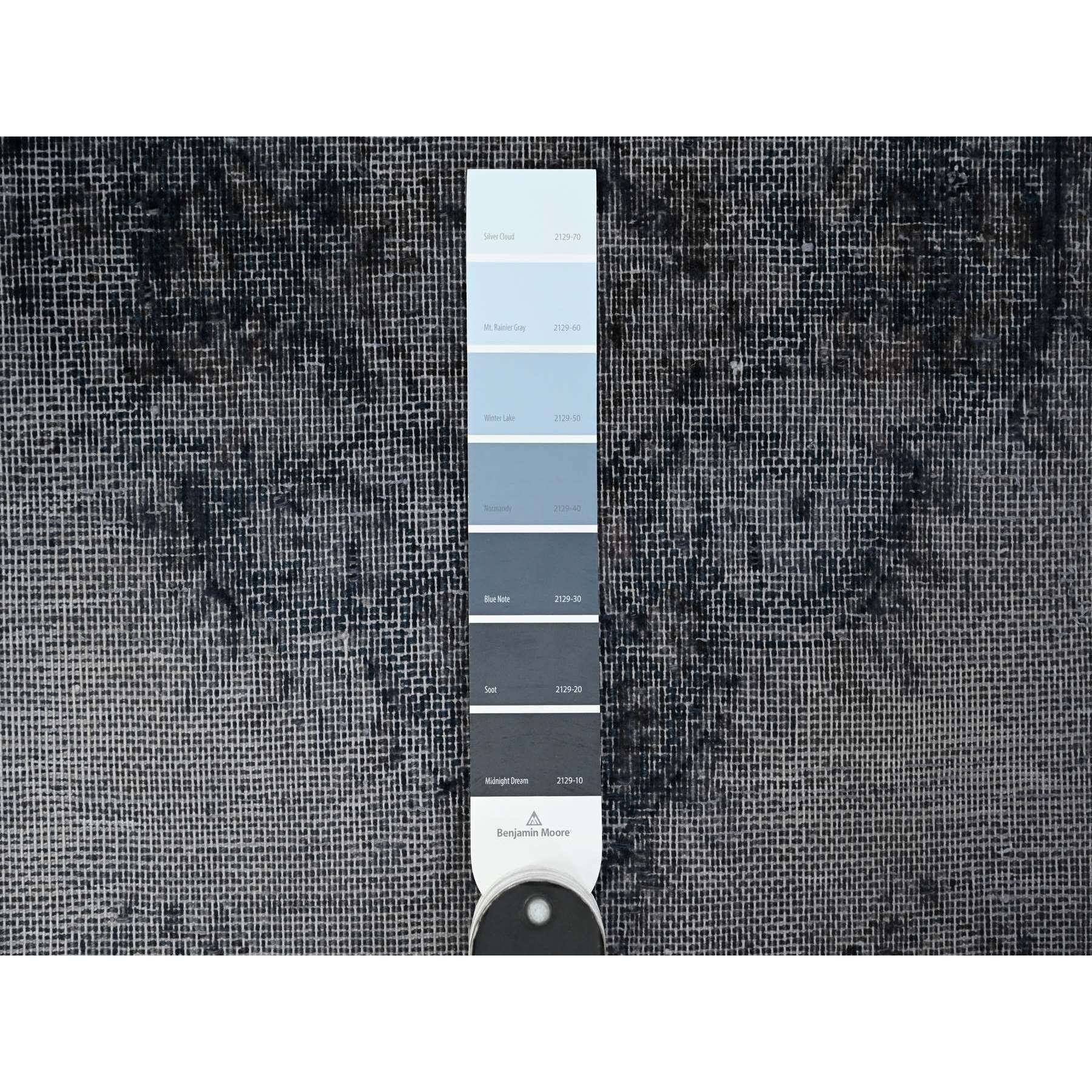 9'8"x12'6" Agreeable Gray, Distressed Look Worn Wool, Professionally Secured Ends, Hand Knotted, Vintage Persian Kerman, Clean And Soft, Cropped Thin, Oriental Rug Sh89452