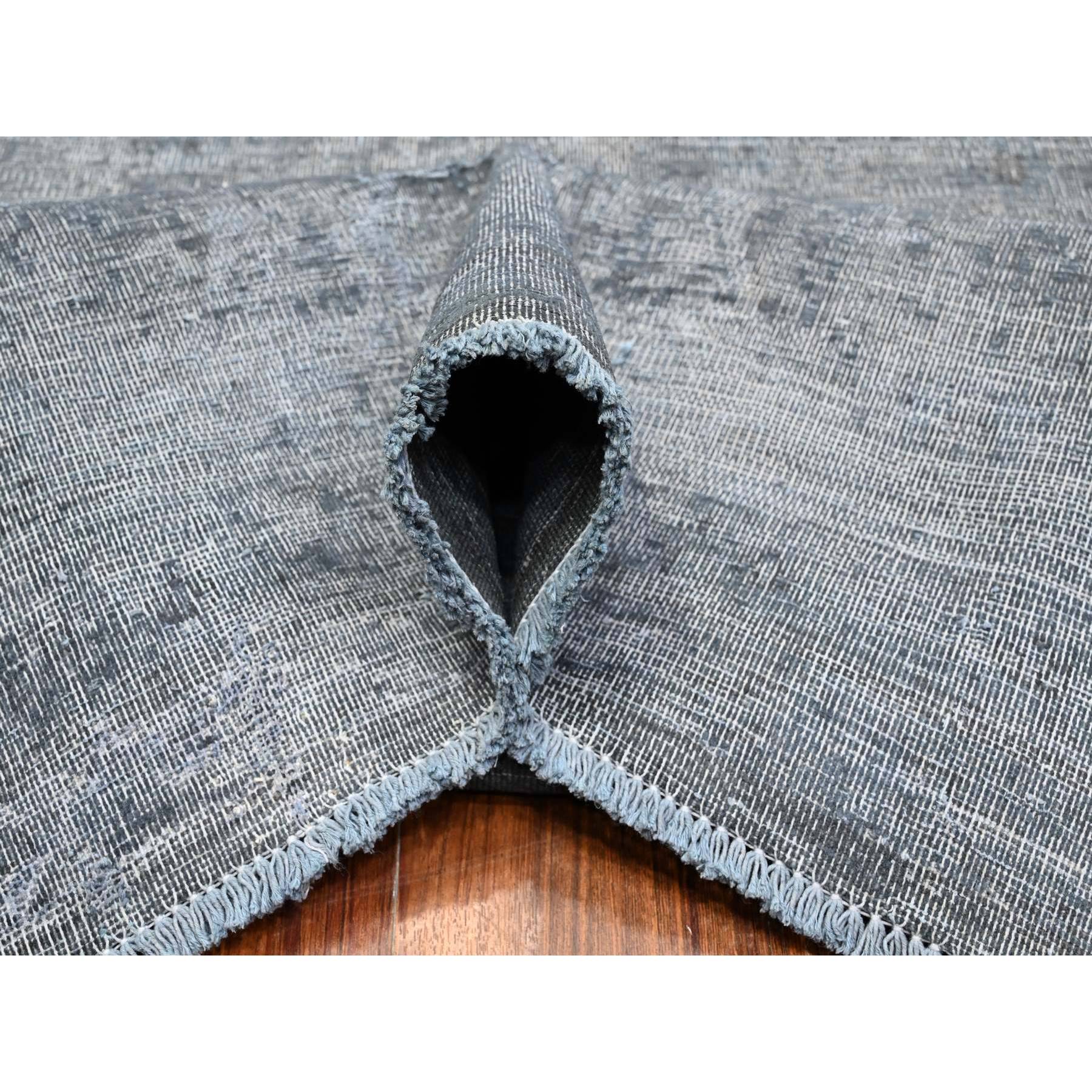 9'6"x12'5" Dim Gray, Worn Out And Distressed, Overdyed, Hand Knotted Vintage Persian Kerman, Pure And Soft Wool, Ends Secured And Cleaned, Broken Design, Oriental Rug Sh89481