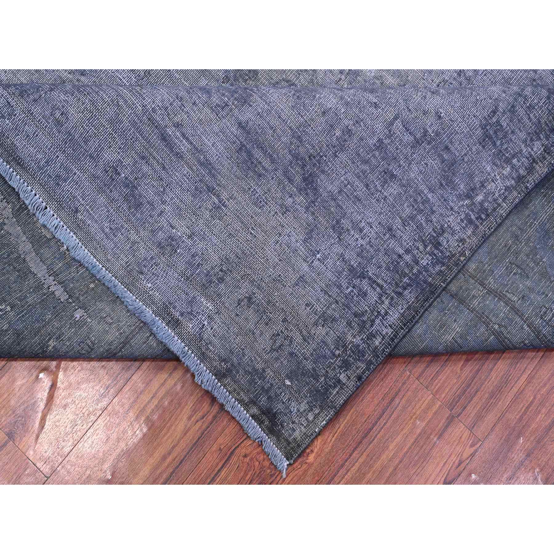 9'6"x12'5" Dim Gray, Worn Out And Distressed, Overdyed, Hand Knotted Vintage Persian Kerman, Pure And Soft Wool, Ends Secured And Cleaned, Broken Design, Oriental Rug Sh89481