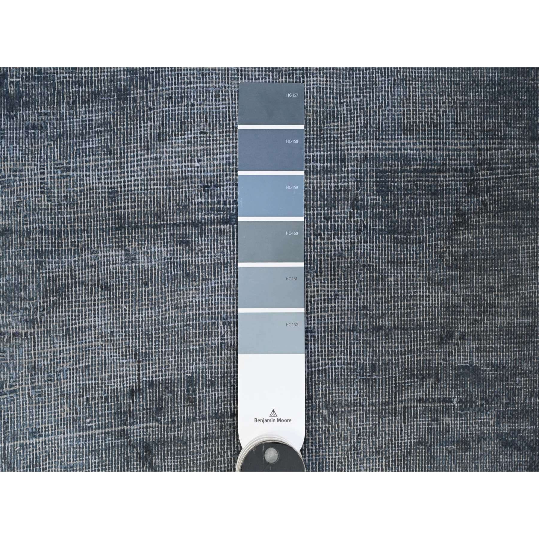 9'6"x12'5" Dim Gray, Worn Out And Distressed, Overdyed, Hand Knotted Vintage Persian Kerman, Pure And Soft Wool, Ends Secured And Cleaned, Broken Design, Oriental Rug Sh89481
