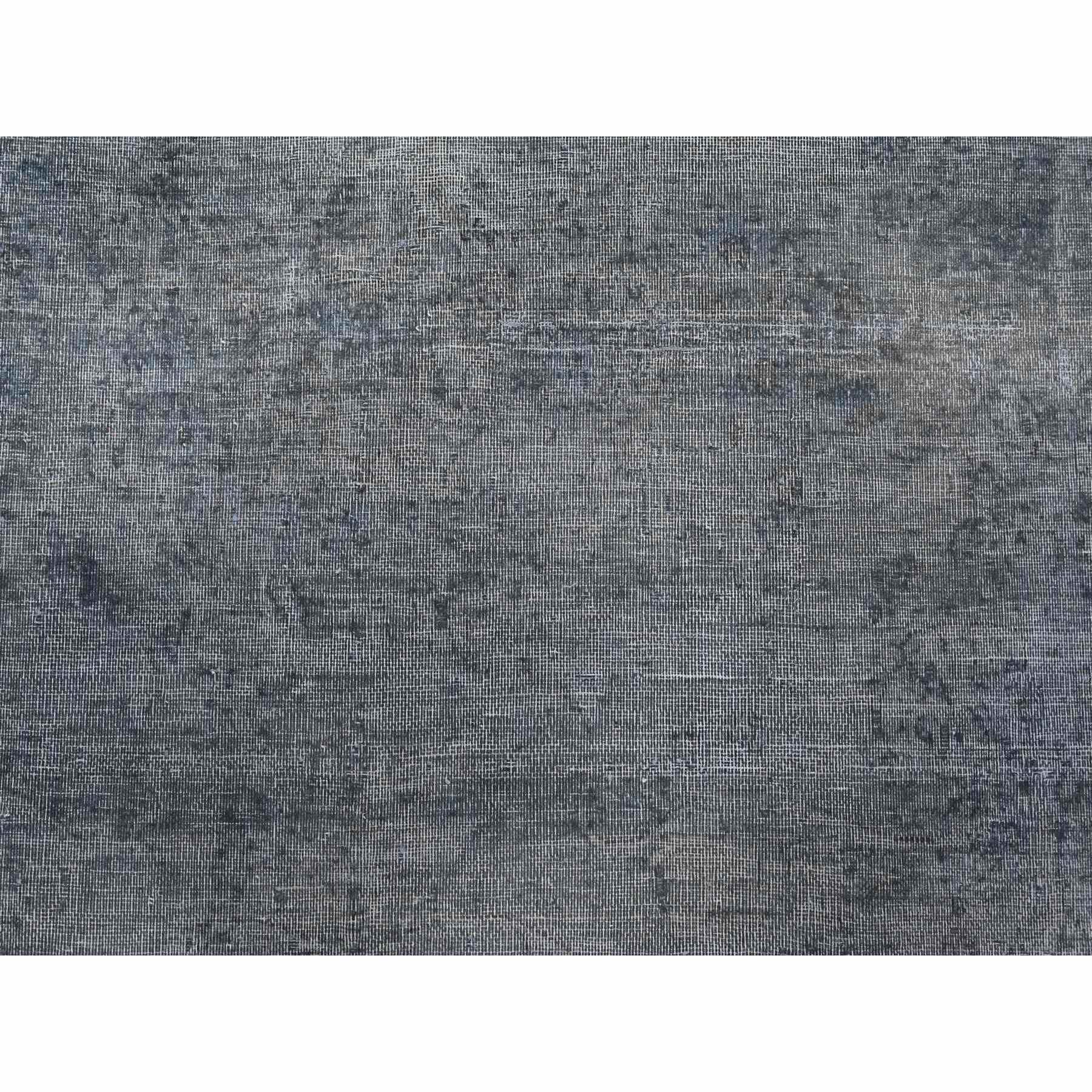 9'6"x12'5" Dim Gray, Worn Out And Distressed, Overdyed, Hand Knotted Vintage Persian Kerman, Pure And Soft Wool, Ends Secured And Cleaned, Broken Design, Oriental Rug Sh89481