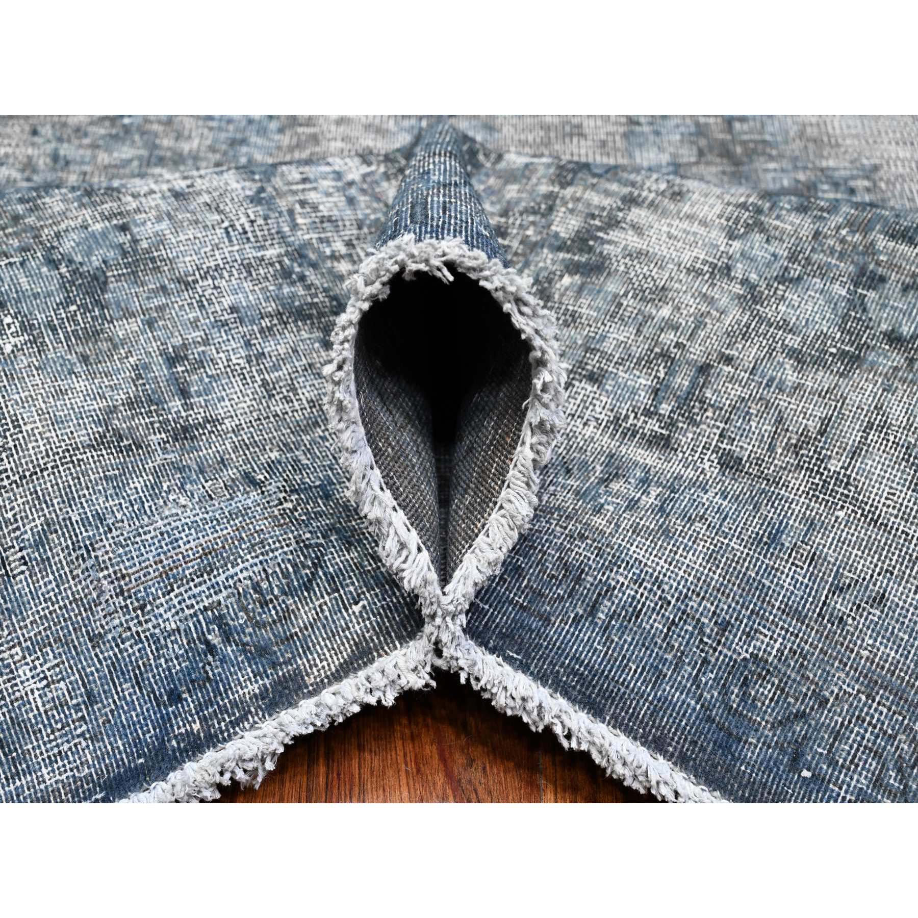 9'8"x13'3" Jet Gray, Cropped Thin Vintage Persian Kerman, Sides And Edges Secured, Cleaned Soft Wool, Distressed Feel, Hand Knotted Oriental Rug Sh89543