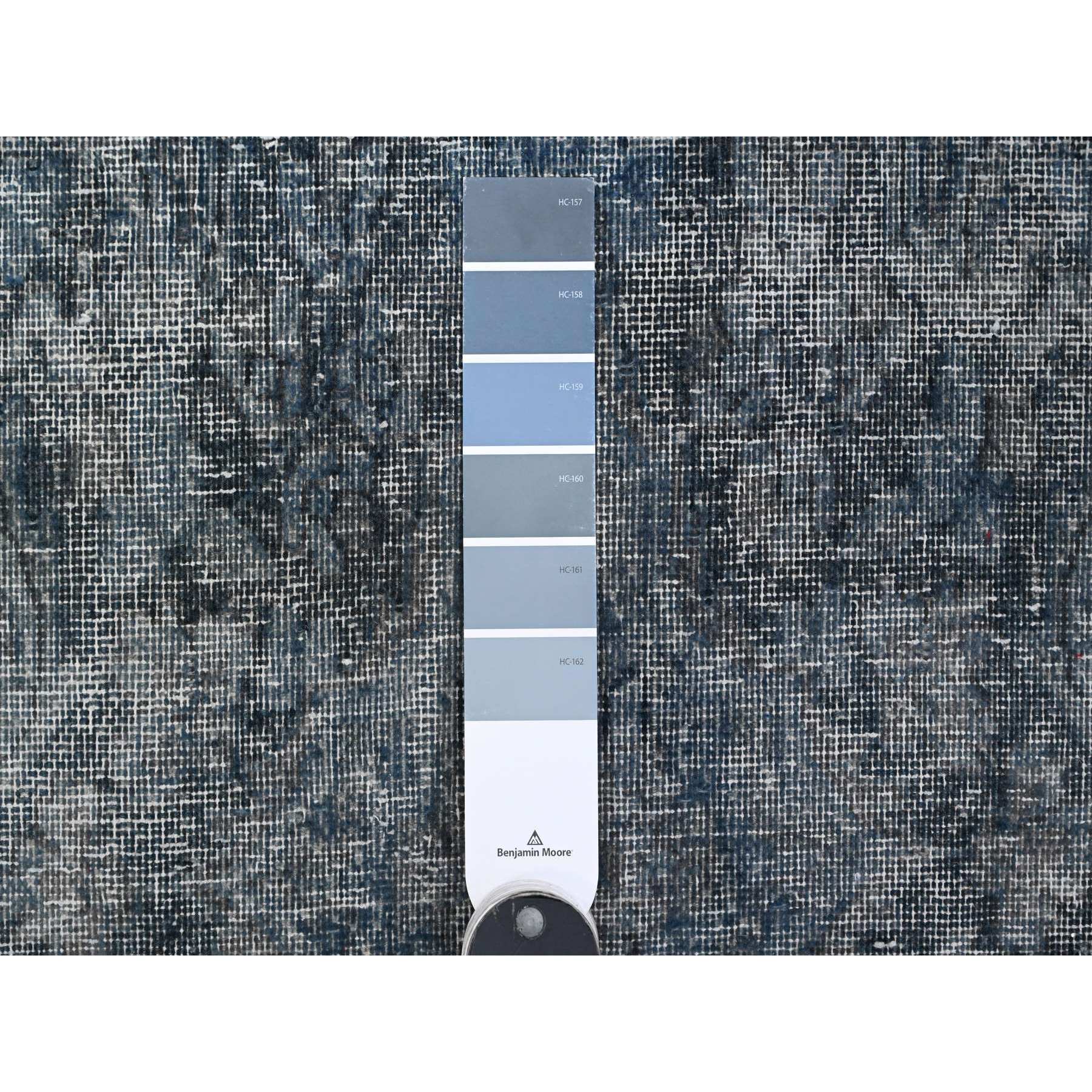 9'8"x13'3" Jet Gray, Cropped Thin Vintage Persian Kerman, Sides And Edges Secured, Cleaned Soft Wool, Distressed Feel, Hand Knotted Oriental Rug Sh89543