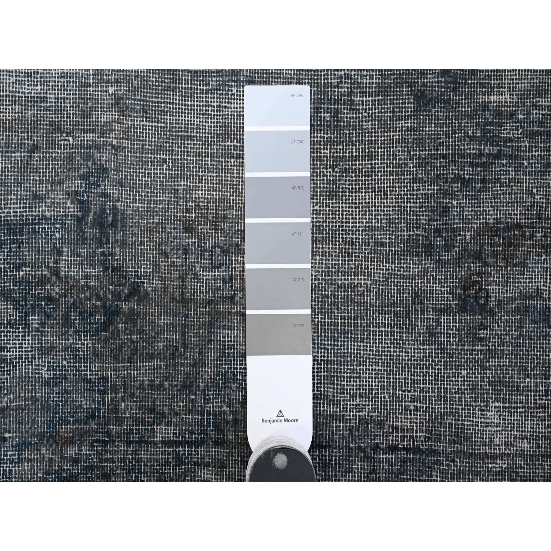9'10"x13' Nickel Gray, All Natural Wool, Hand Knotted, Professionally Secured, Overdyed, Vintage Kerman, Worn And Distressed, Clean, Erased, Gallery Size Oriental Rug Sh89545