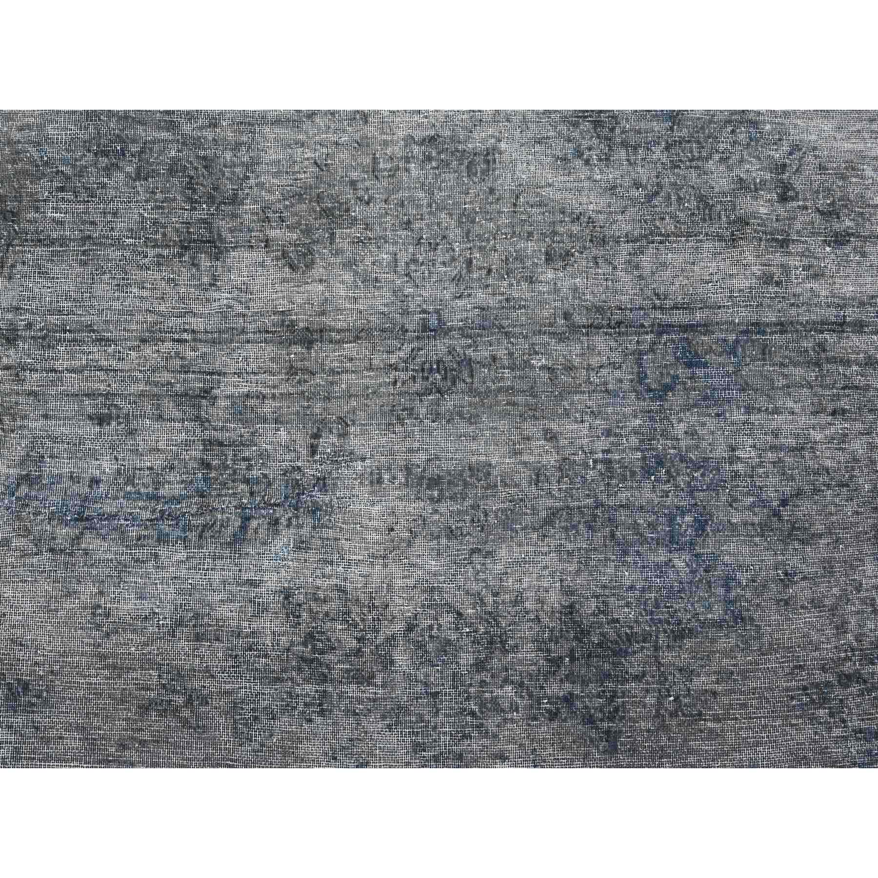 9'10"x13' Nickel Gray, All Natural Wool, Hand Knotted, Professionally Secured, Overdyed, Vintage Kerman, Worn And Distressed, Clean, Erased, Gallery Size Oriental Rug Sh89545