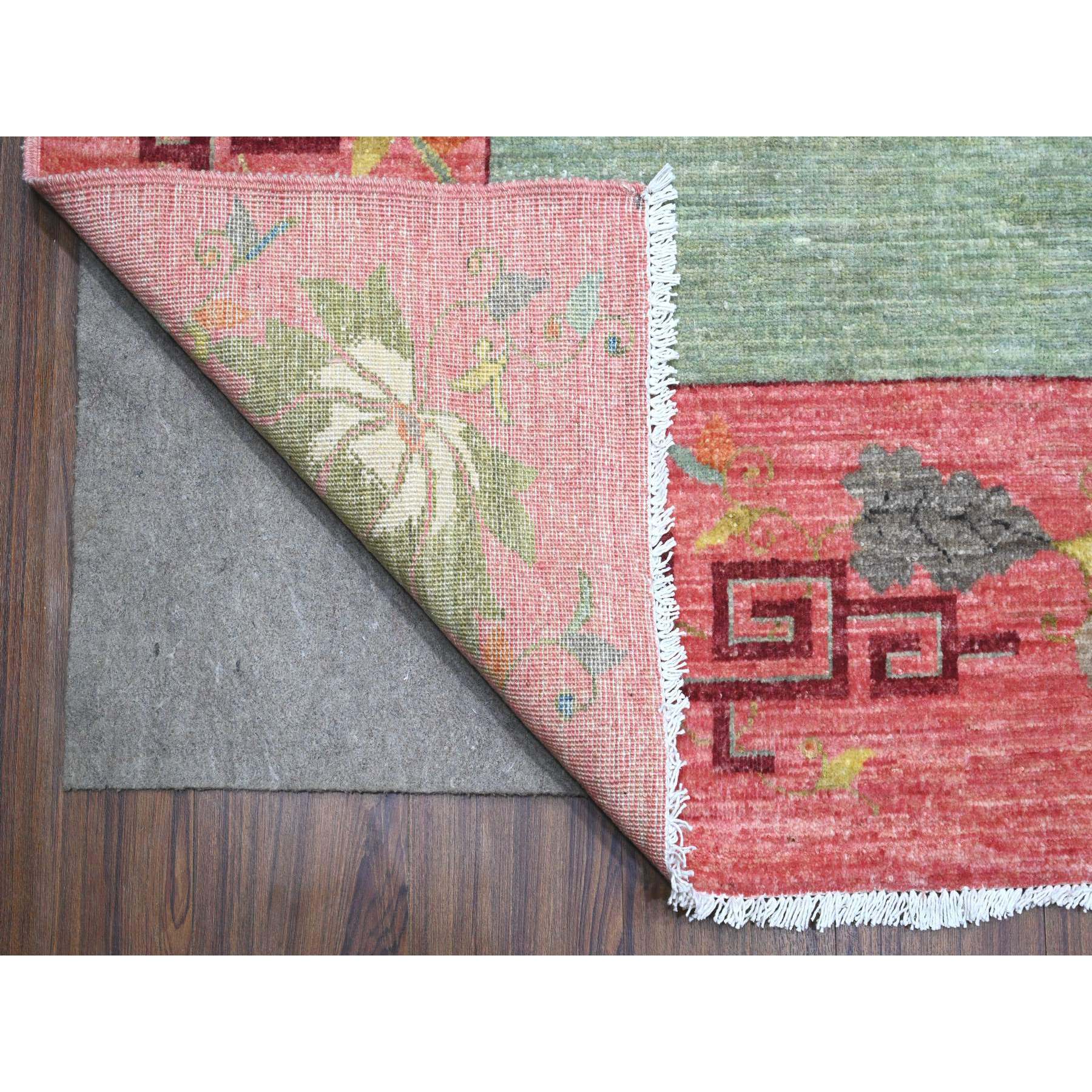 9'x11'9" Pistachio Green, Chinese Art Deco Revival, 100% Wool, Hand Knotted, Oriental Rug Sh89735