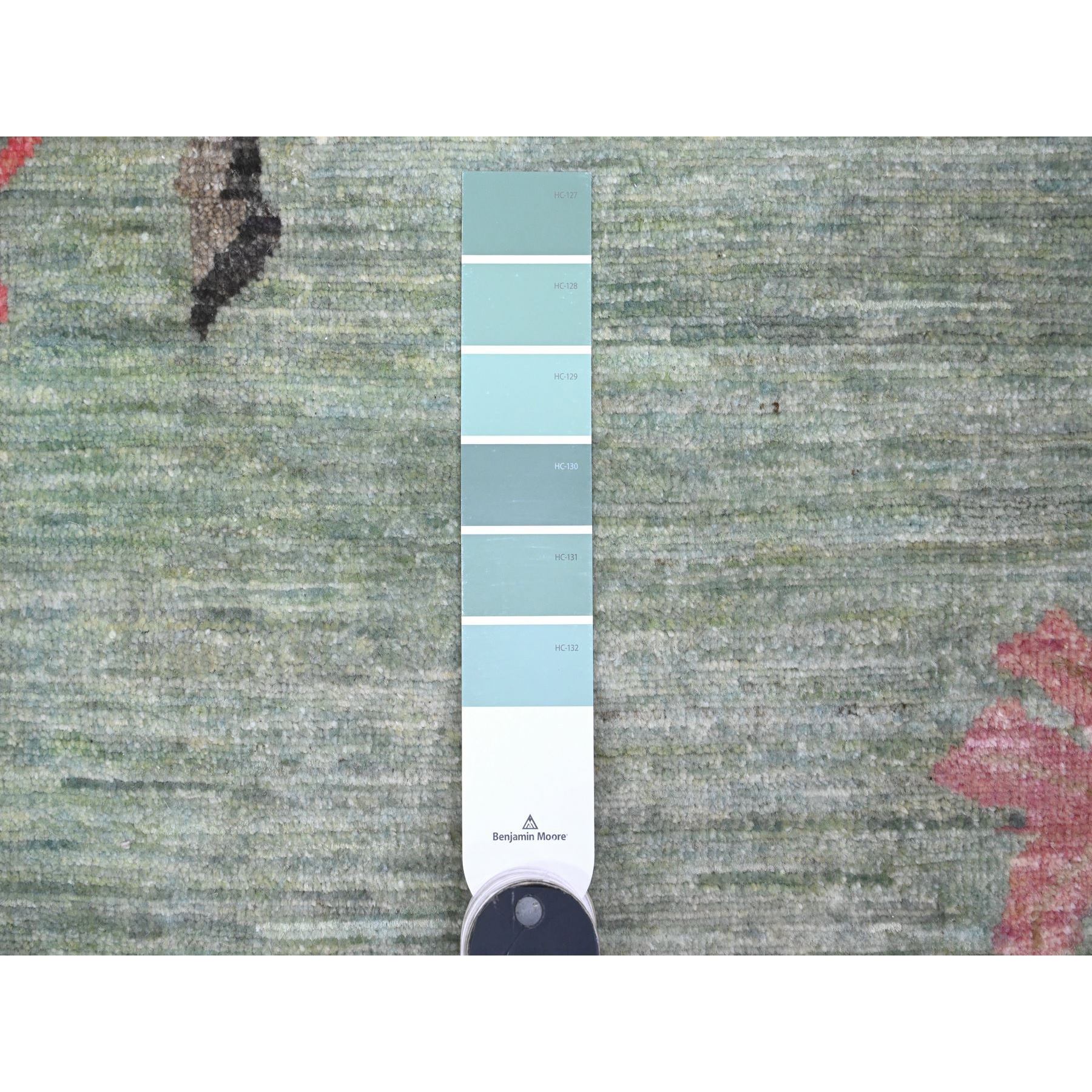 9'x11'9" Pistachio Green, Chinese Art Deco Revival, 100% Wool, Hand Knotted, Oriental Rug Sh89735