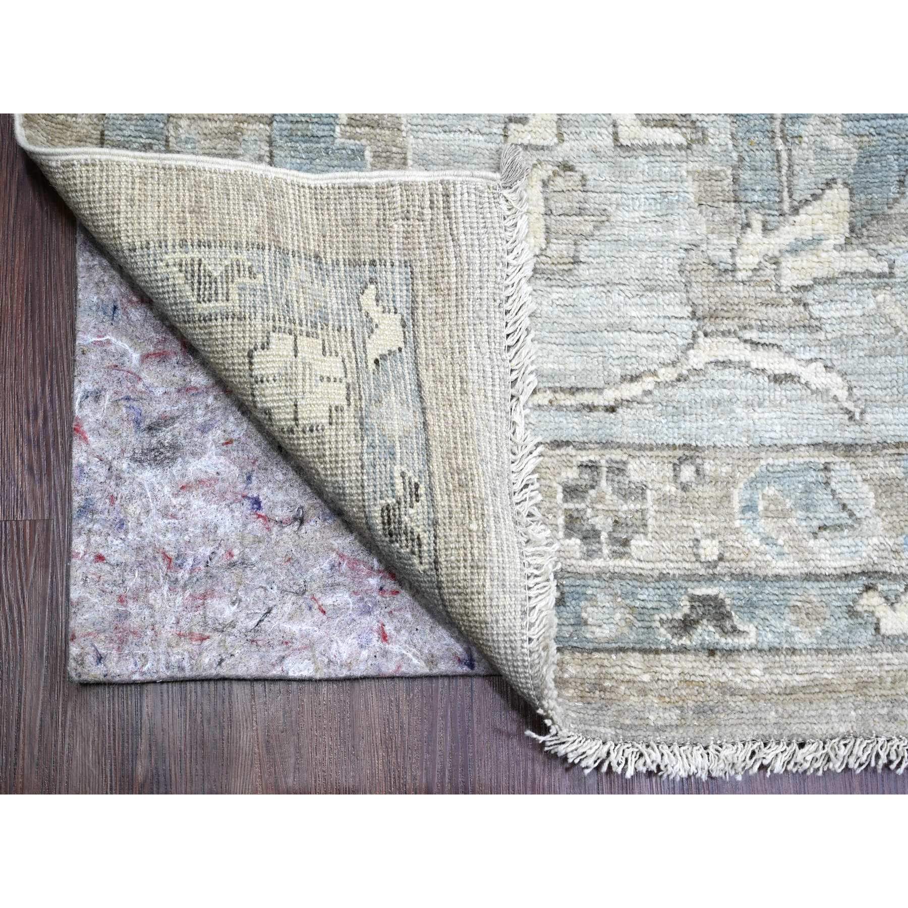14'2"x18'10" Medium Gray, Hand Knotted, Afghan Angora Oushak with All Over Leaf Design, Natural Dyes, 100% Wool, Oversized, Oriental Rug Sh89737