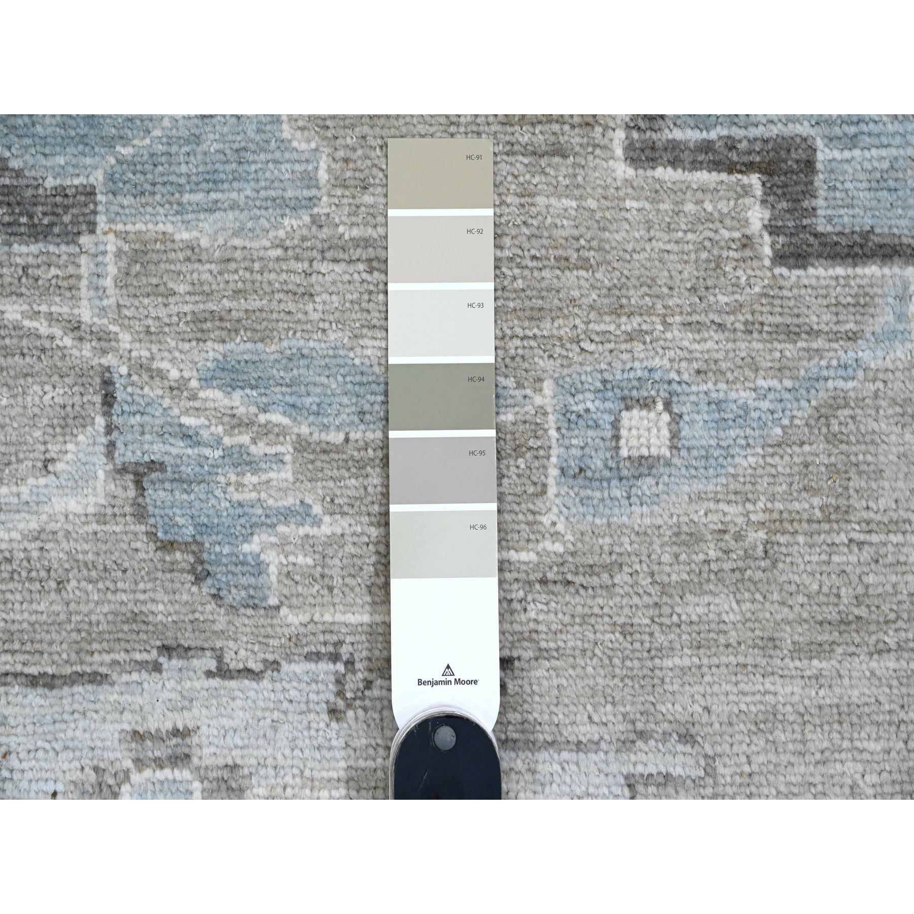 14'2"x18'10" Medium Gray, Hand Knotted, Afghan Angora Oushak with All Over Leaf Design, Natural Dyes, 100% Wool, Oversized, Oriental Rug Sh89737