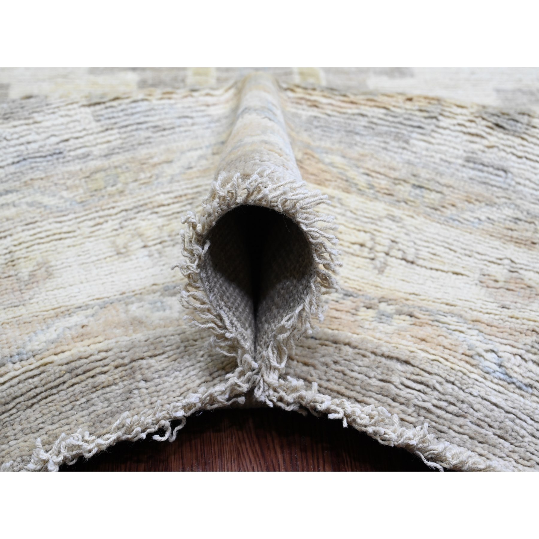 14'x23'3" Mocha Brown, 100% Wool, Afghan Angora Oushak with Large Leaf Design, Vegetable Dyes, Hand Knotted, Oversized, Oriental Rug Sh89740