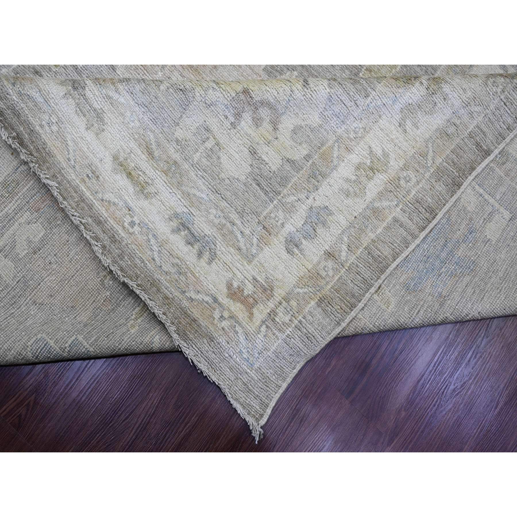 14'x23'3" Mocha Brown, 100% Wool, Afghan Angora Oushak with Large Leaf Design, Vegetable Dyes, Hand Knotted, Oversized, Oriental Rug Sh89740