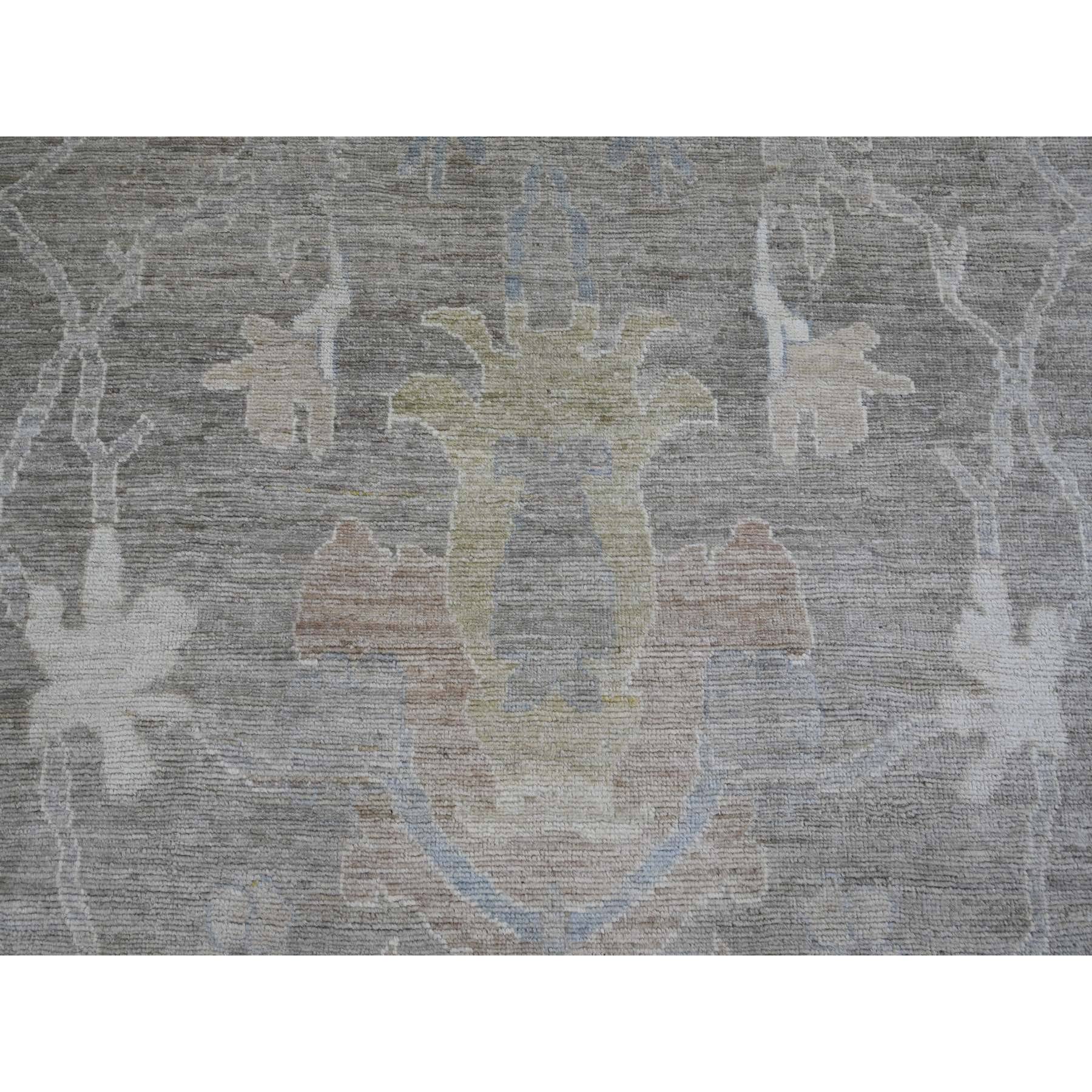 14'x23'3" Mocha Brown, 100% Wool, Afghan Angora Oushak with Large Leaf Design, Vegetable Dyes, Hand Knotted, Oversized, Oriental Rug Sh89740