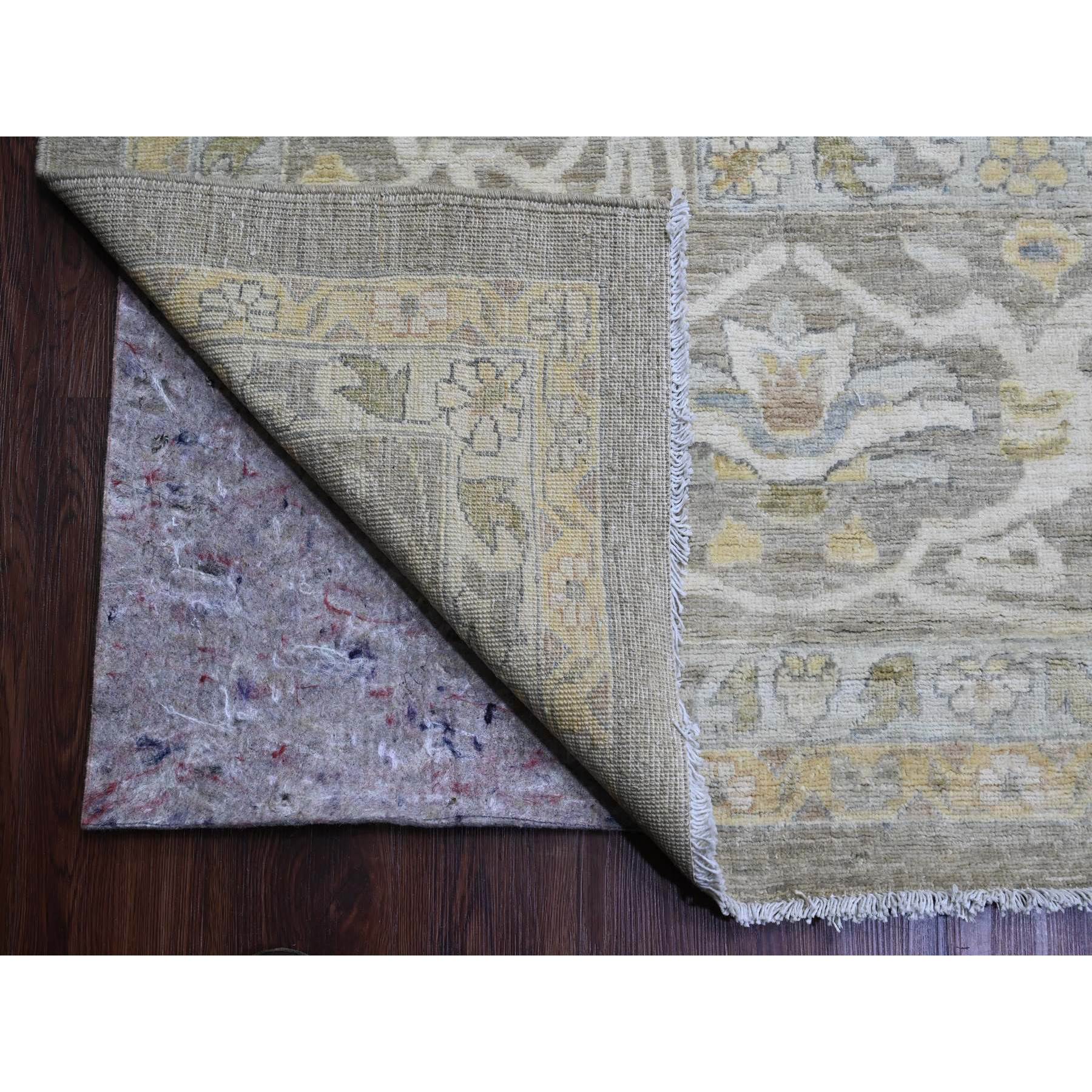 13'10"x17'1" Nevada Gray with Touches of Gold, Peshawar with Ziegler Mahal All Over Design, High Mountain Wool, Vegetable Dyes, Hand Knotted, Oversized, Oriental Rug Sh89741