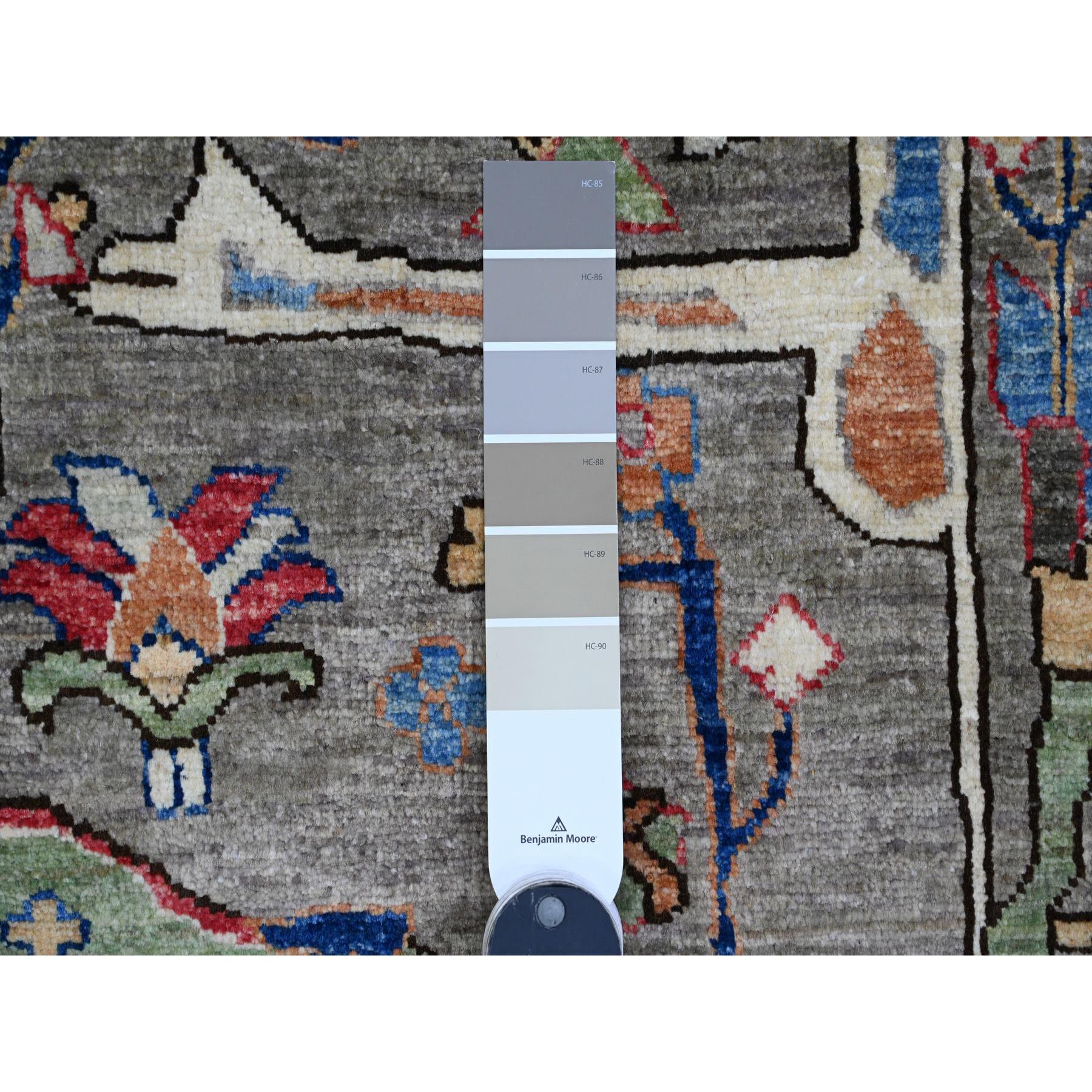 8'9"x12' Nevada Gray, Peshawar with Bijar Garus Design, Aryana Grade, Hand Knotted, Vegetable Dyes, Densely Woven, High Mountain Wool, Oriental Rug Sh89746
