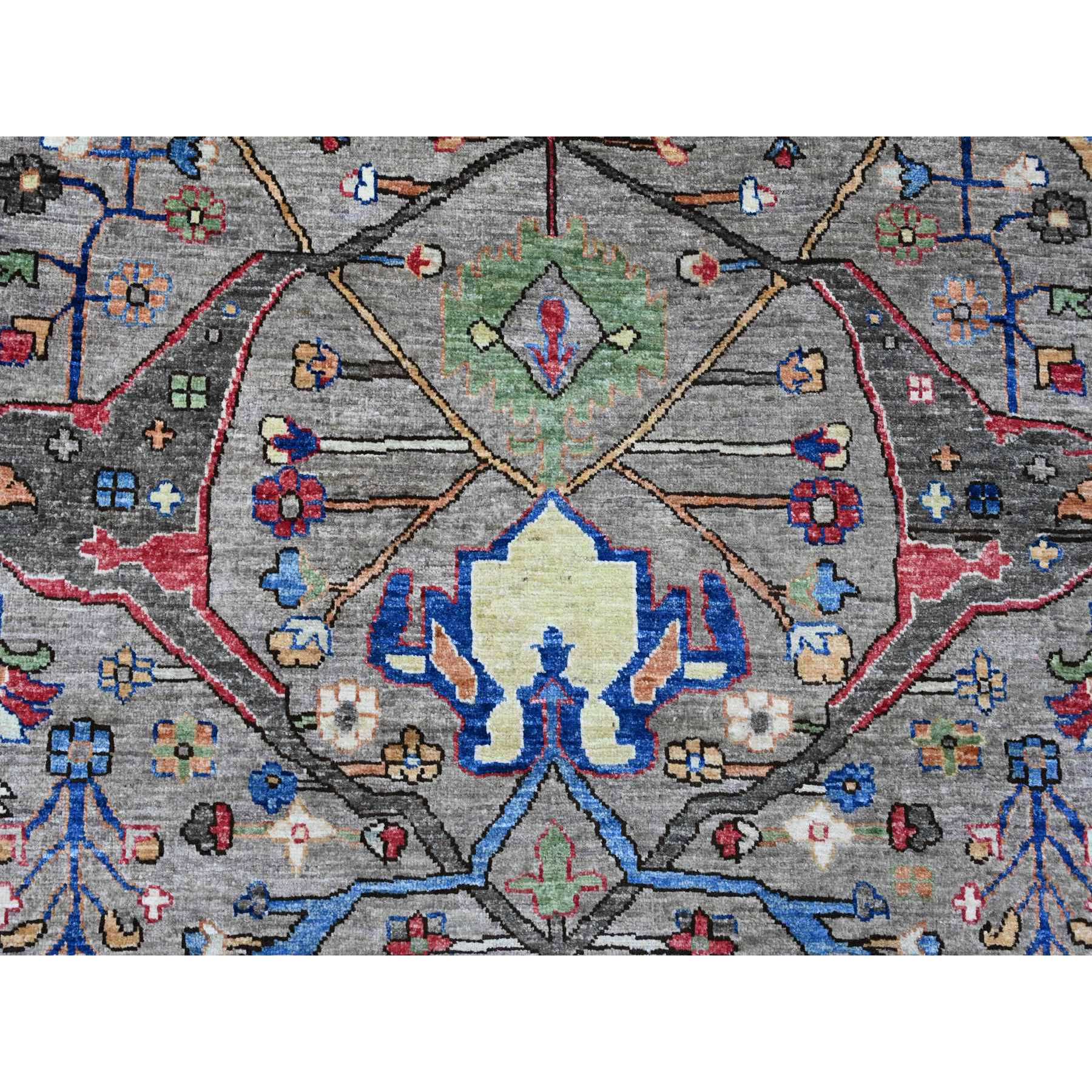 8'9"x12' Nevada Gray, Peshawar with Bijar Garus Design, Aryana Grade, Hand Knotted, Vegetable Dyes, Densely Woven, High Mountain Wool, Oriental Rug Sh89746