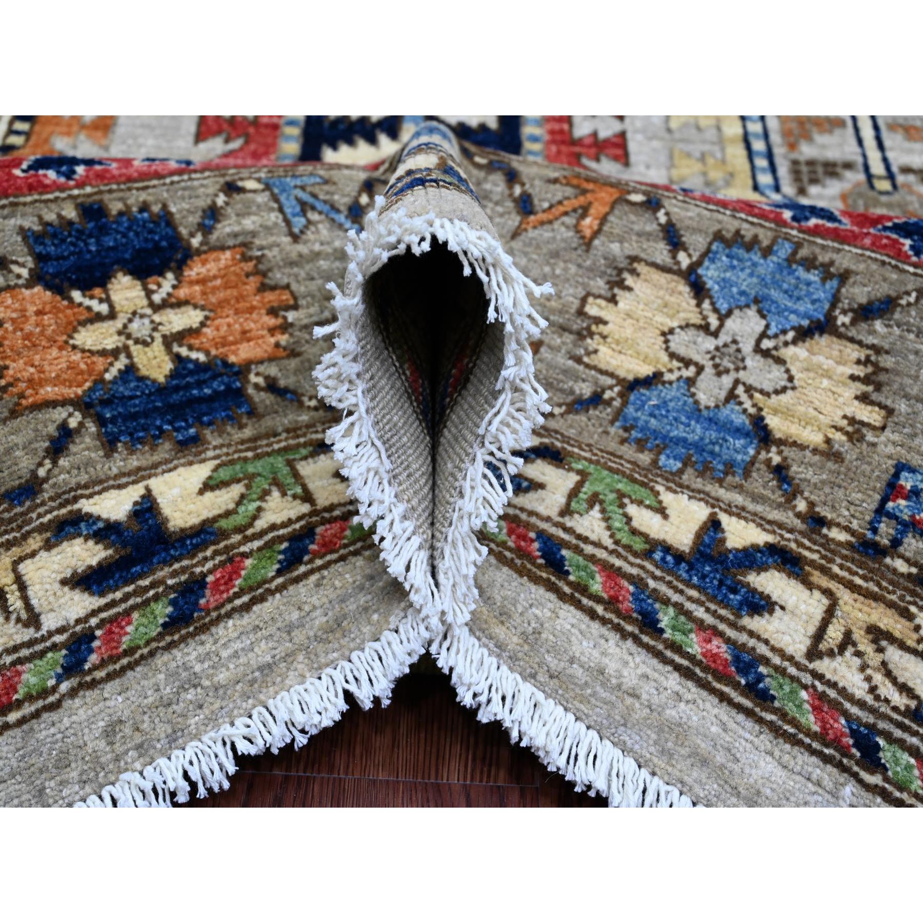 8'9"x11'10" Cloud Gray, Aryana Collection, Caucasian Inspired Antiqued Design, High Mountain Wool, Hand Knotted, Vegetable Dyes, Oriental Rug Sh89747