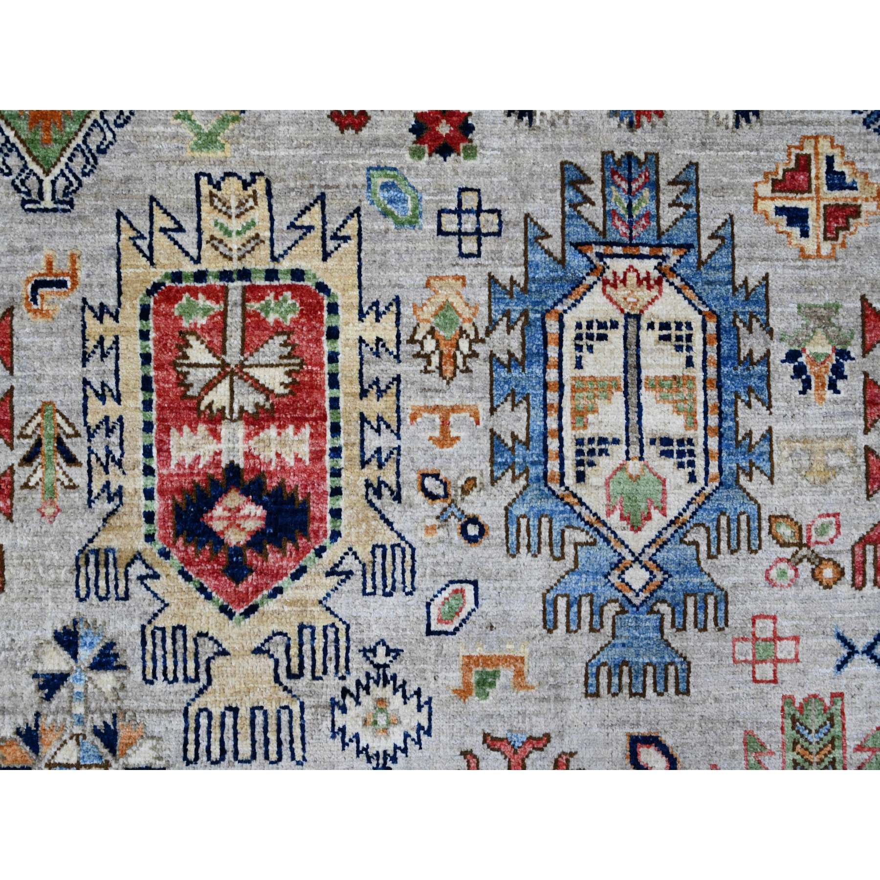 8'9"x11'10" Cloud Gray, Aryana Collection, Caucasian Inspired Antiqued Design, High Mountain Wool, Hand Knotted, Vegetable Dyes, Oriental Rug Sh89747