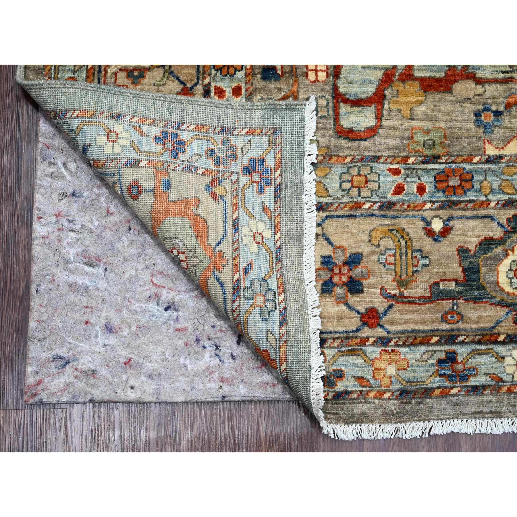 9'x12' Sonic Gray, Peshawar with Bijar Garus Design, Aryana Grade, Vegetable Dyes, Hand Knotted, Densely Woven, High Mountain Wool, Oriental Rug Sh89749