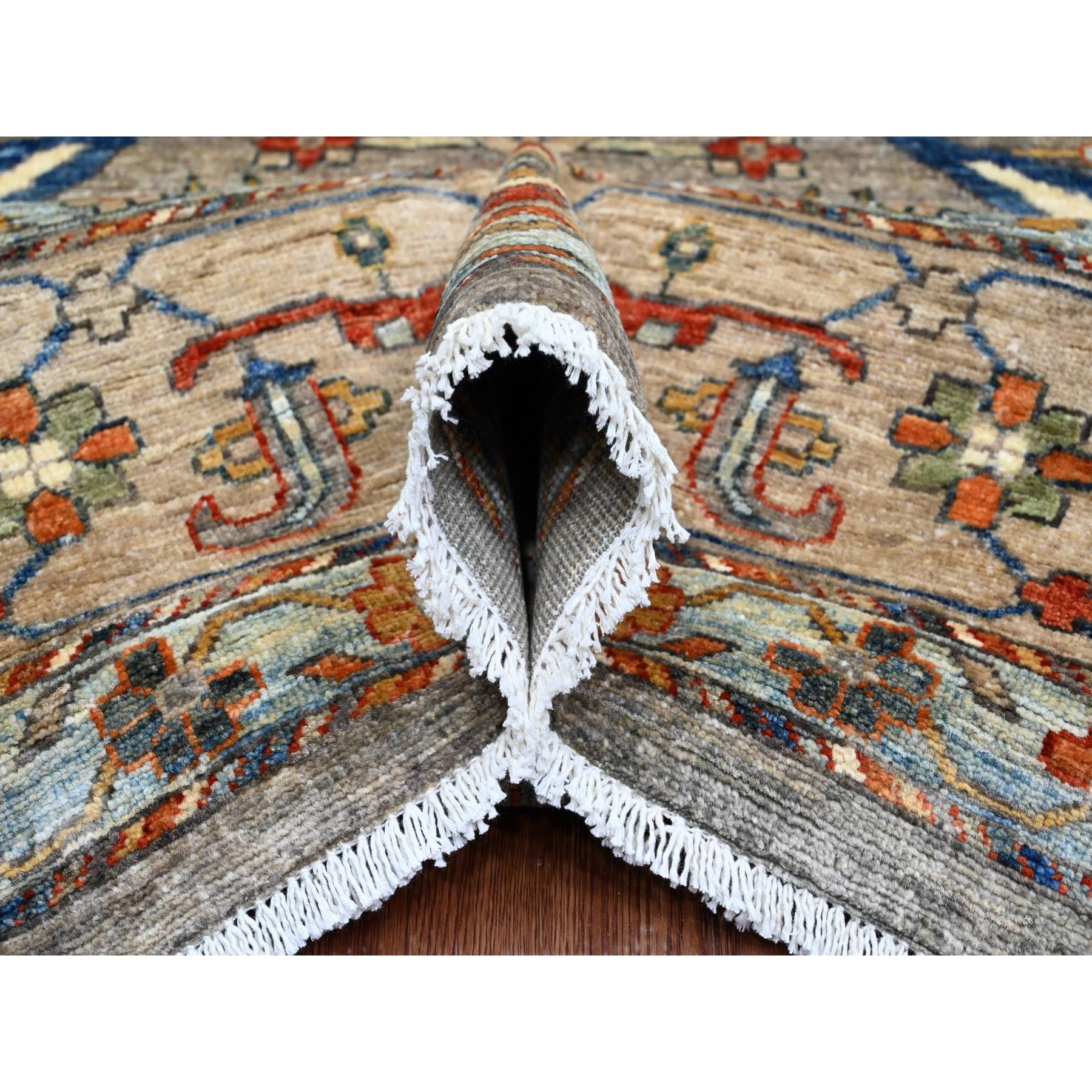 9'x12' Sonic Gray, Peshawar with Bijar Garus Design, Aryana Grade, Vegetable Dyes, Hand Knotted, Densely Woven, High Mountain Wool, Oriental Rug Sh89749
