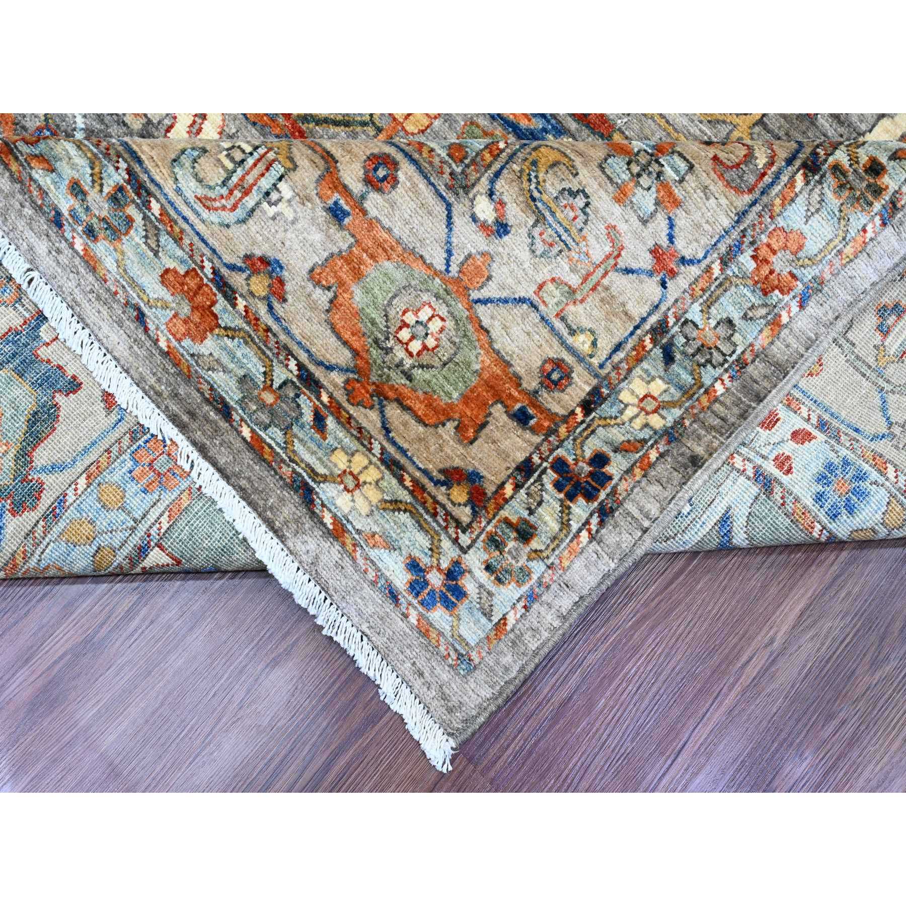 9'x12' Sonic Gray, Peshawar with Bijar Garus Design, Aryana Grade, Vegetable Dyes, Hand Knotted, Densely Woven, High Mountain Wool, Oriental Rug Sh89749