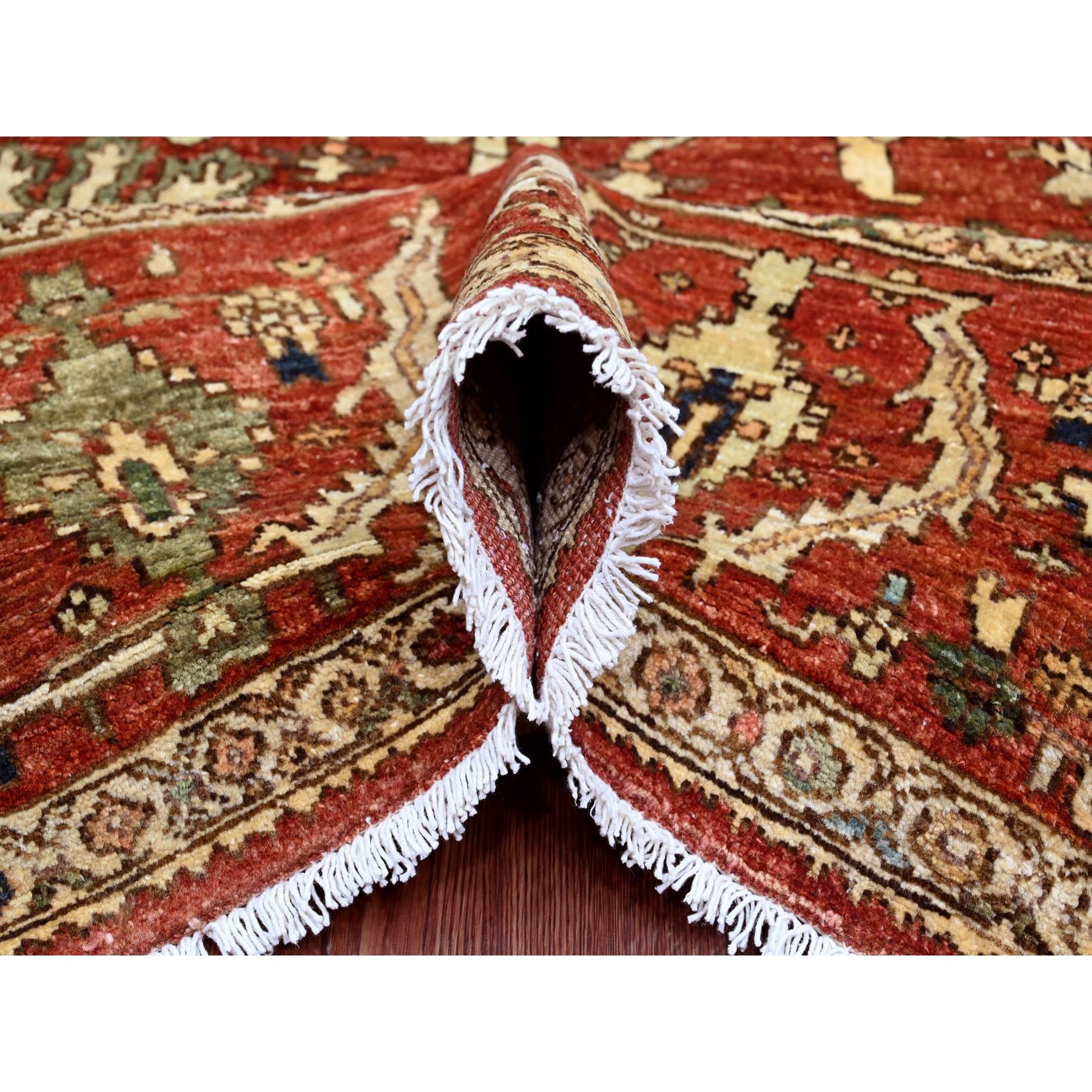 8'x9'10" Imperial Red, Aryana Collection, Peshawar with Heriz All Over Design, Densely Woven, High Mountain Wool, Hand Knotted, Oriental Rug Sh89751