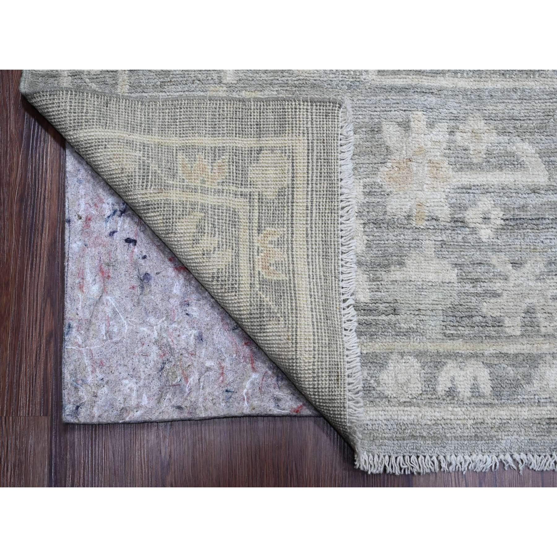 10'4"x13'9" Spanish Gray, Afghan Angora Oushak with All Over Leaf Design, Natural Dyes, Pure Wool, Hand Knotted, Oriental Rug Sh89755