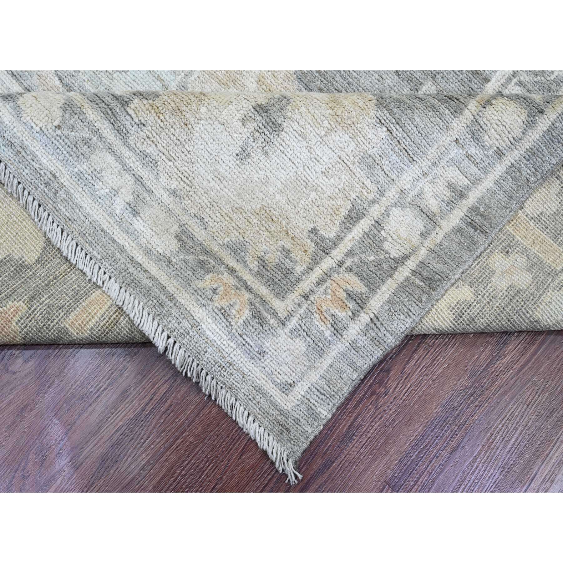 10'4"x13'9" Spanish Gray, Afghan Angora Oushak with All Over Leaf Design, Natural Dyes, Pure Wool, Hand Knotted, Oriental Rug Sh89755