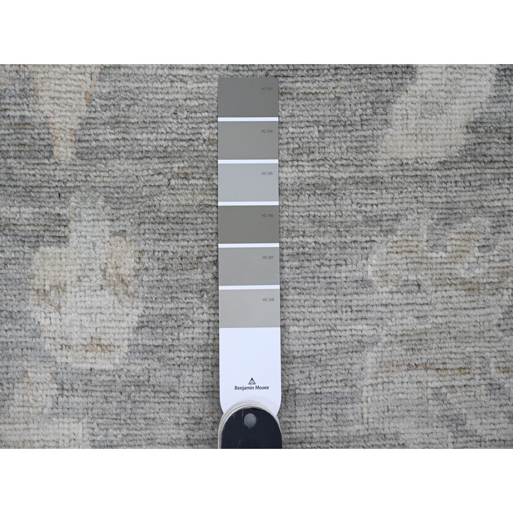10'4"x13'9" Spanish Gray, Afghan Angora Oushak with All Over Leaf Design, Natural Dyes, Pure Wool, Hand Knotted, Oriental Rug Sh89755