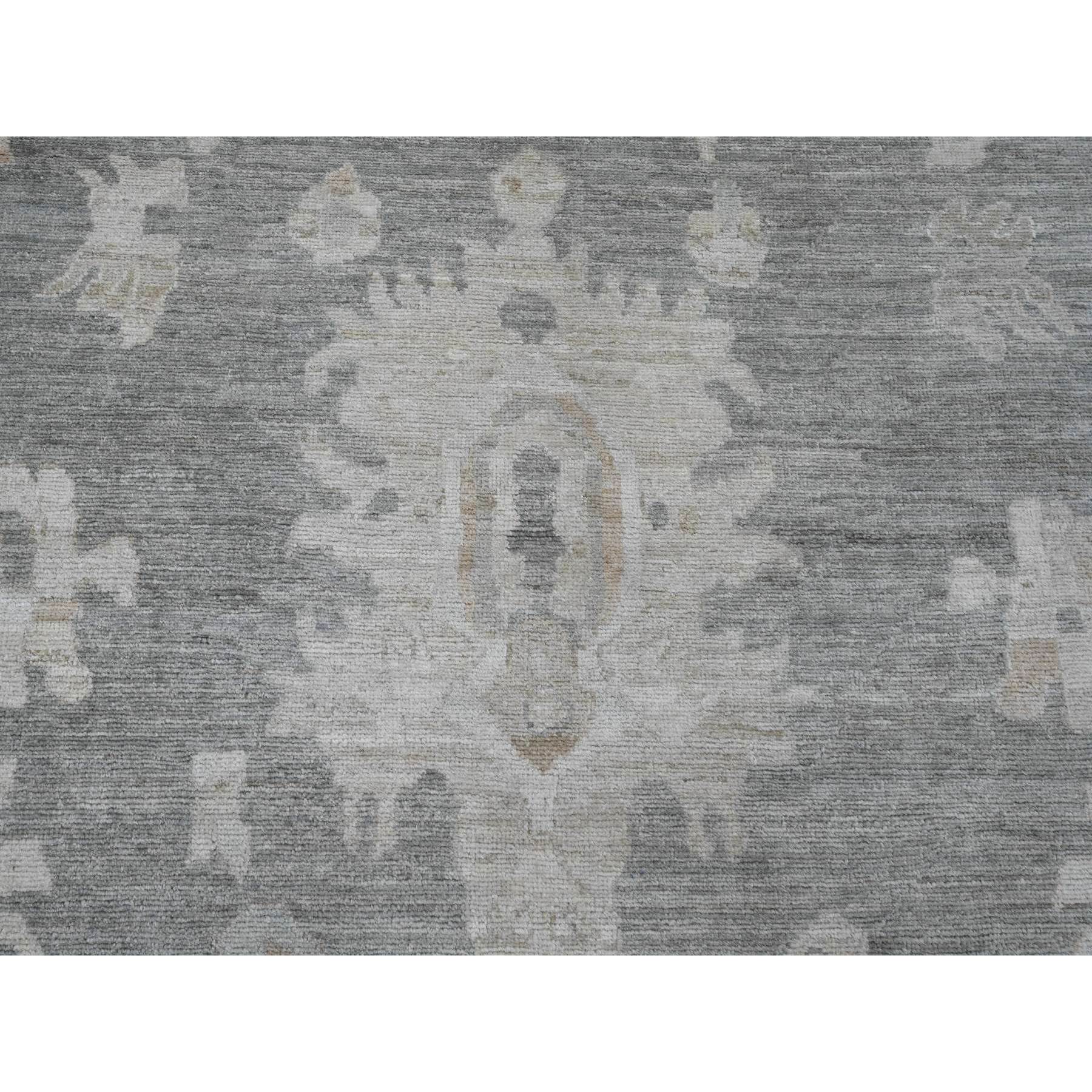 10'4"x13'9" Spanish Gray, Afghan Angora Oushak with All Over Leaf Design, Natural Dyes, Pure Wool, Hand Knotted, Oriental Rug Sh89755