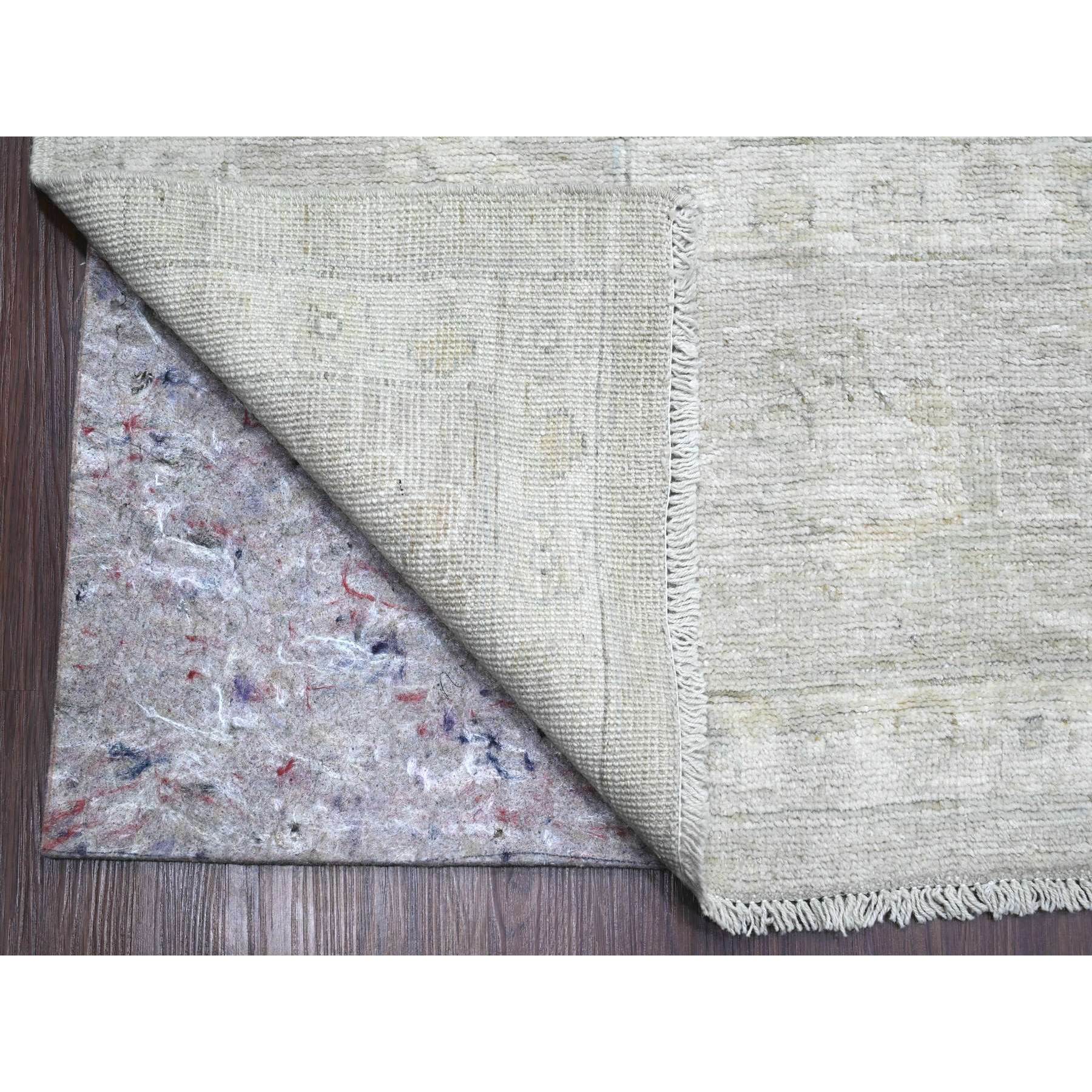 9'9"x13'4" Pastel Gray, 100% Wool, Afghan Angora Oushak with All Over Leaf Motifs, Veggie Dyes, Hand Knotted, Oriental Rug Sh89758