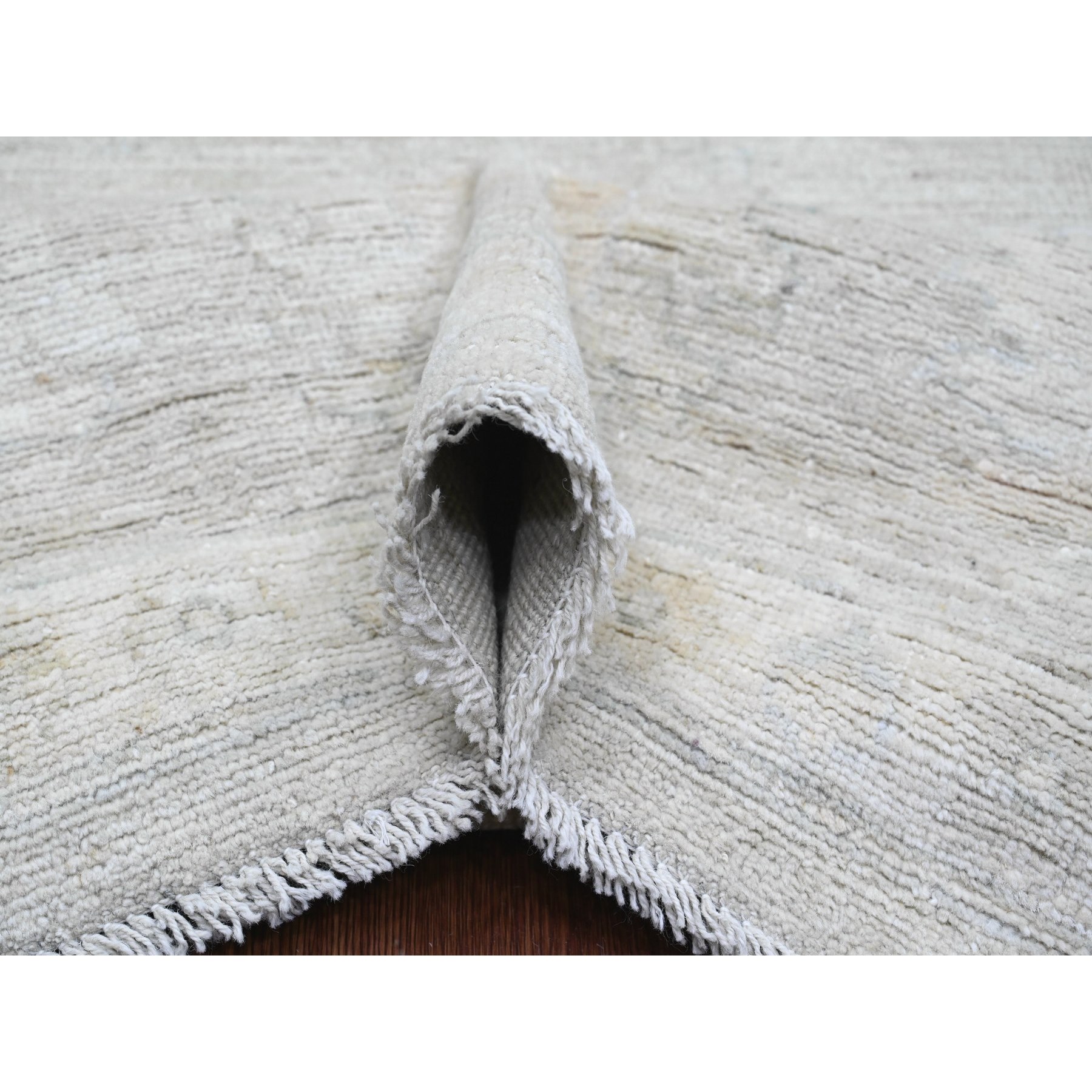 9'9"x13'4" Pastel Gray, 100% Wool, Afghan Angora Oushak with All Over Leaf Motifs, Veggie Dyes, Hand Knotted, Oriental Rug Sh89758