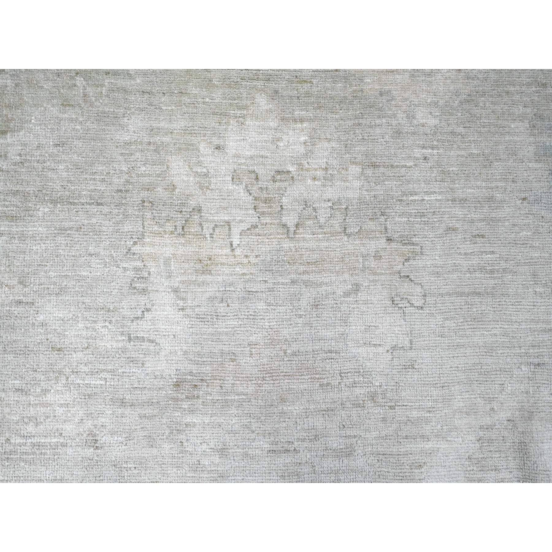 9'9"x13'4" Pastel Gray, 100% Wool, Afghan Angora Oushak with All Over Leaf Motifs, Veggie Dyes, Hand Knotted, Oriental Rug Sh89758