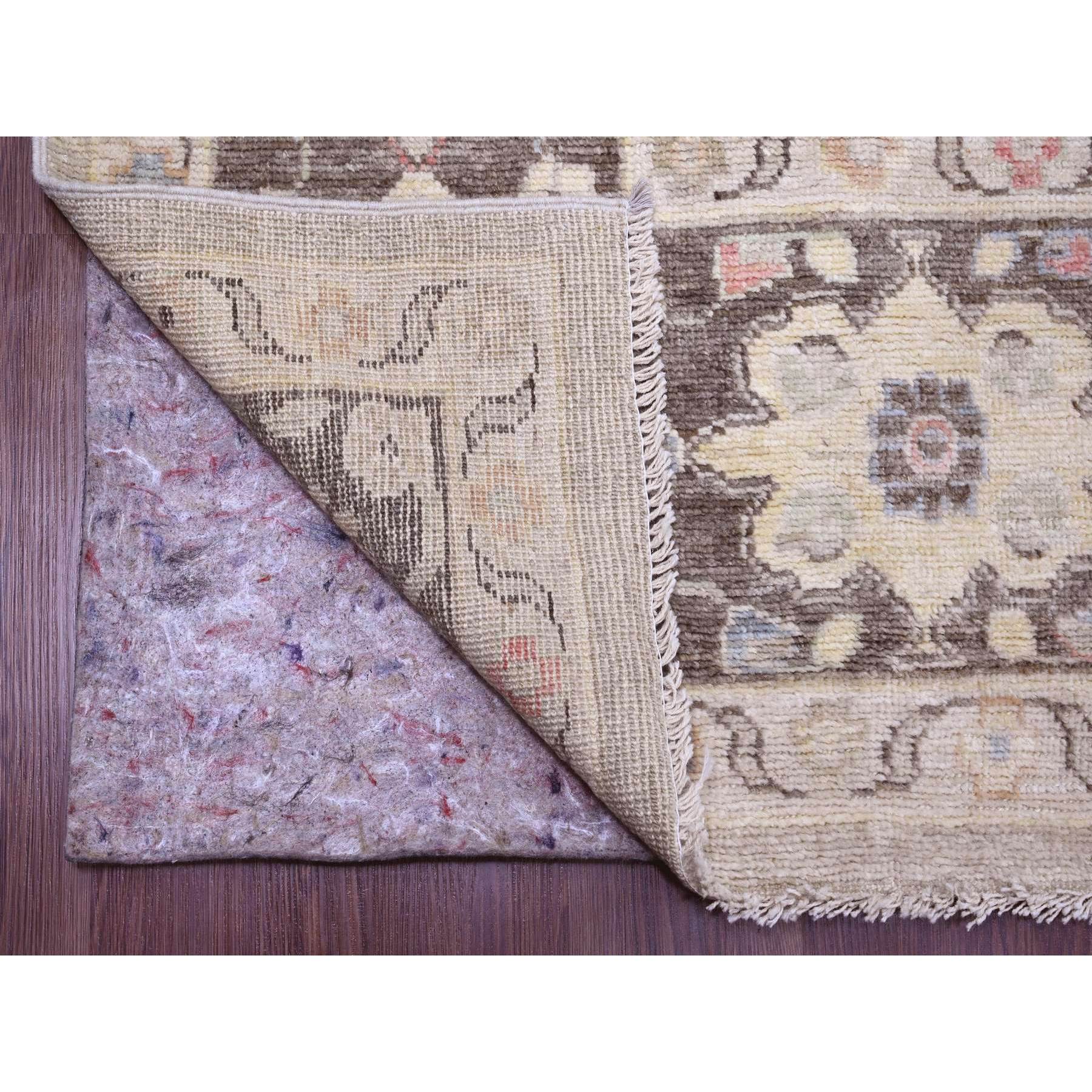 8'2"x9'8" Beaver Brown, Leaf Design, Afghan Angora Oushak, Natural Dyes, Pure Wool, Hand Knotted, Oriental Rug Sh89760