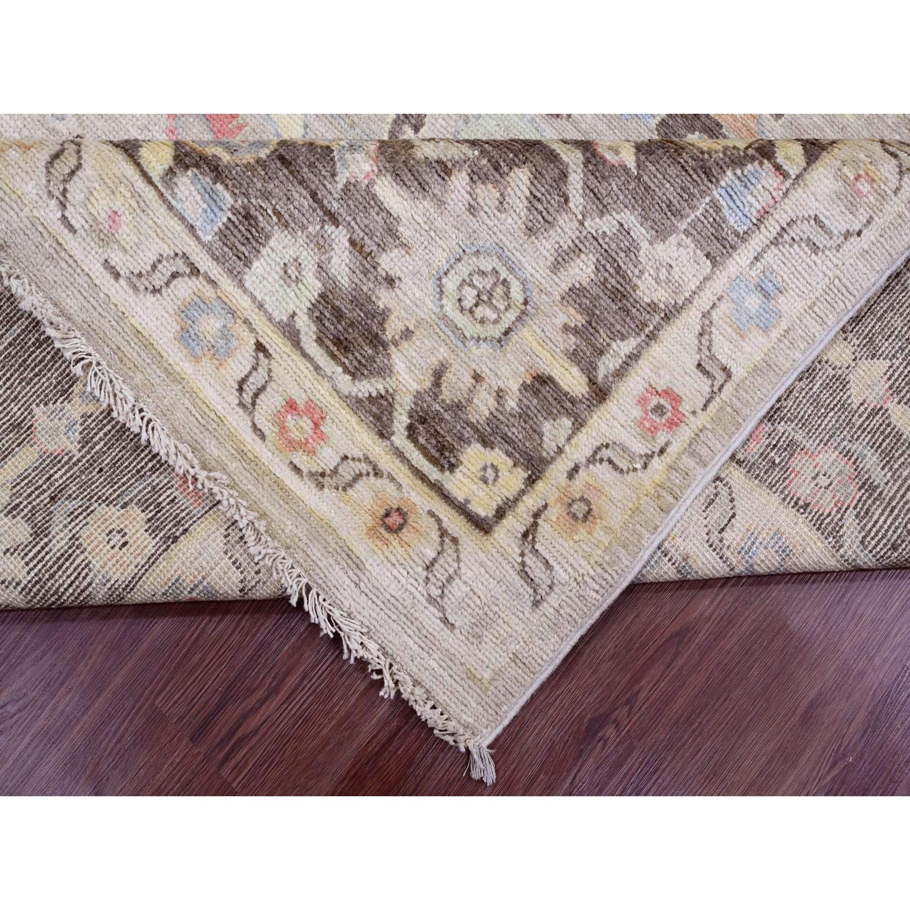 8'2"x9'8" Beaver Brown, Leaf Design, Afghan Angora Oushak, Natural Dyes, Pure Wool, Hand Knotted, Oriental Rug Sh89760