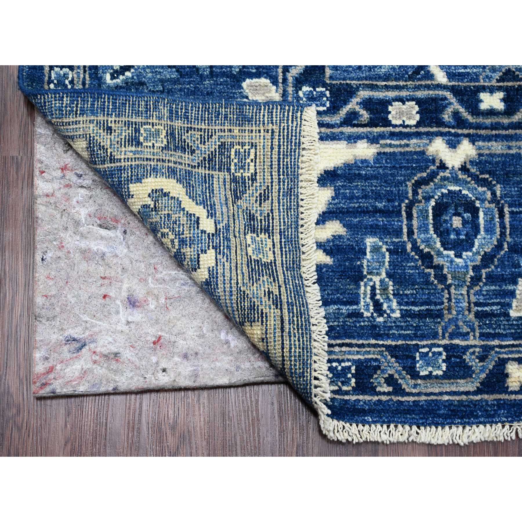 8'1"x9'8" Admiral Blue, Hand Knotted, Afghan Angora Oushak with All Over Vines Design, Veggie Dyes, Pure Wool, Oriental Rug Sh89763