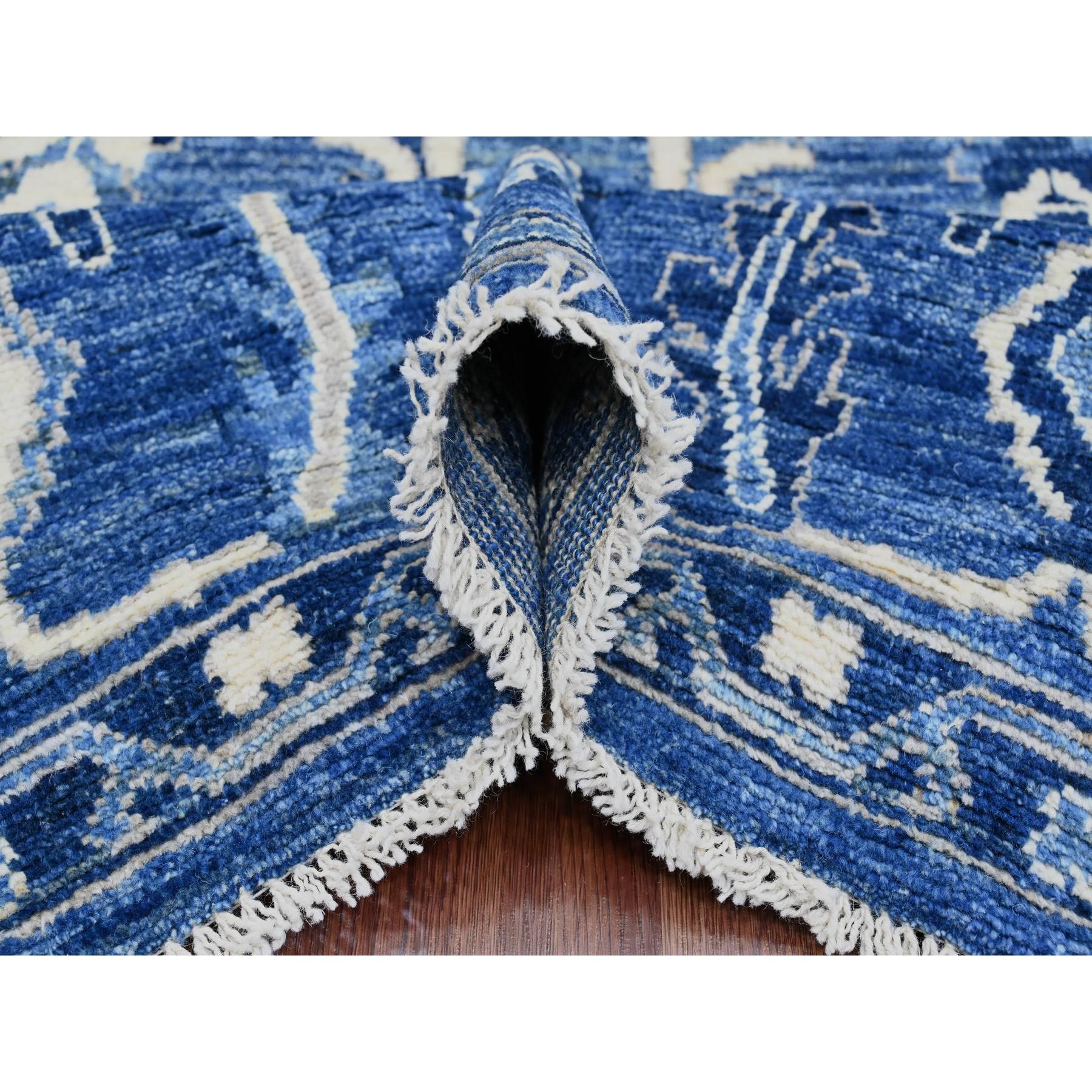 8'1"x9'8" Admiral Blue, Hand Knotted, Afghan Angora Oushak with All Over Vines Design, Veggie Dyes, Pure Wool, Oriental Rug Sh89763