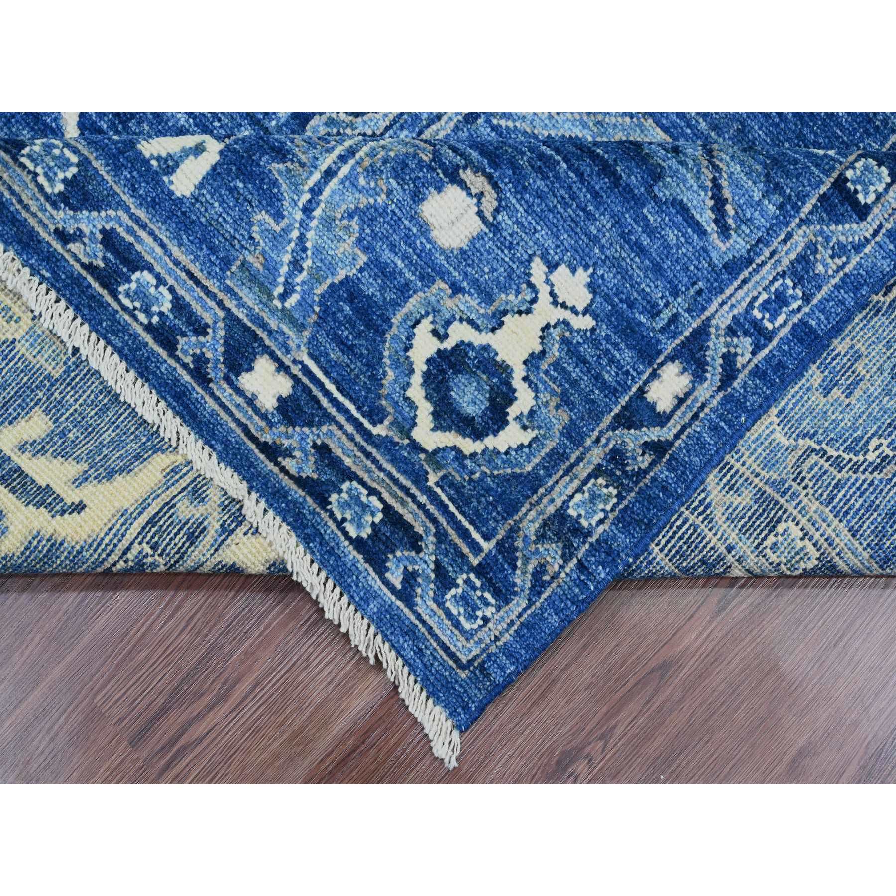 8'1"x9'8" Admiral Blue, Hand Knotted, Afghan Angora Oushak with All Over Vines Design, Veggie Dyes, Pure Wool, Oriental Rug Sh89763