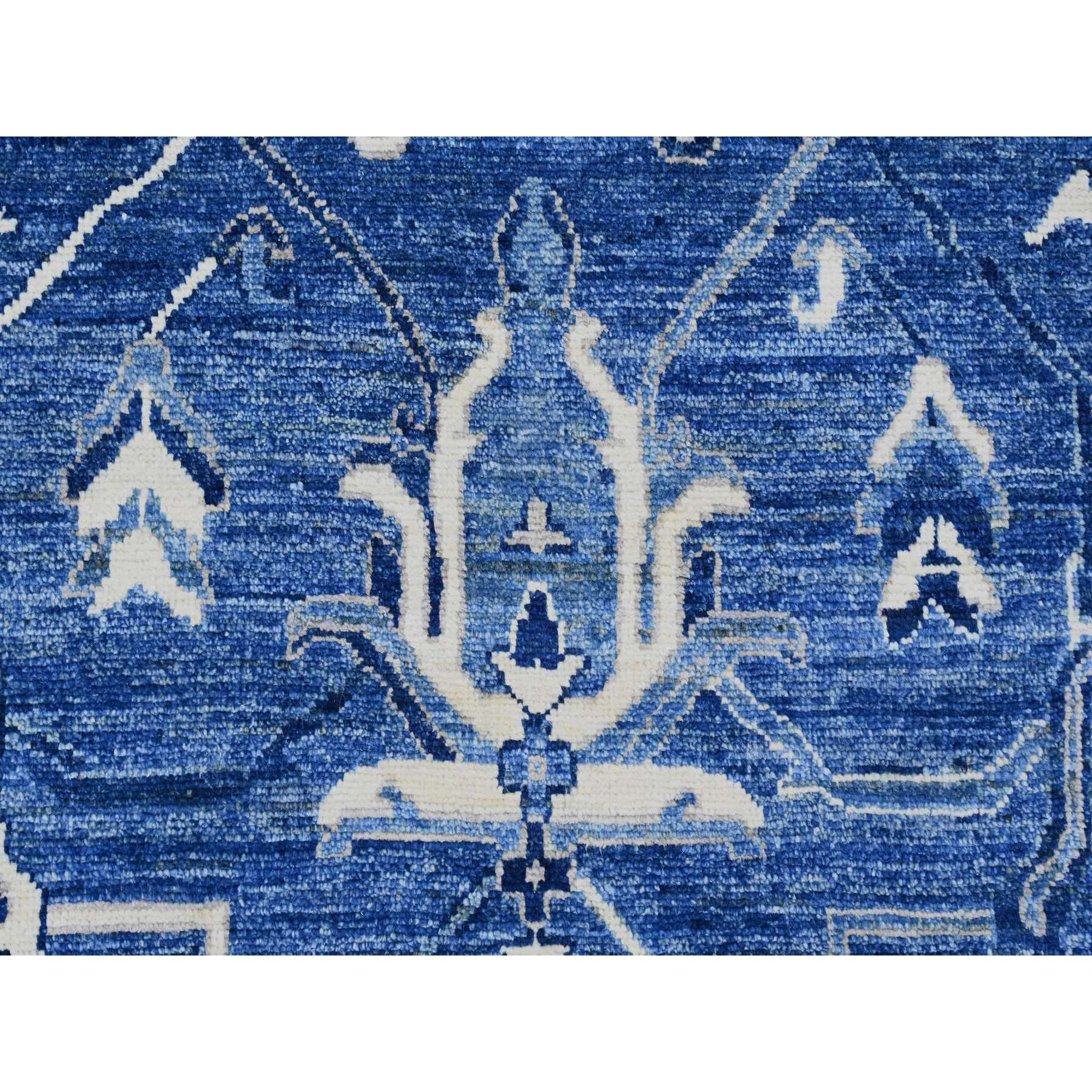 8'1"x9'8" Admiral Blue, Hand Knotted, Afghan Angora Oushak with All Over Vines Design, Veggie Dyes, Pure Wool, Oriental Rug Sh89763
