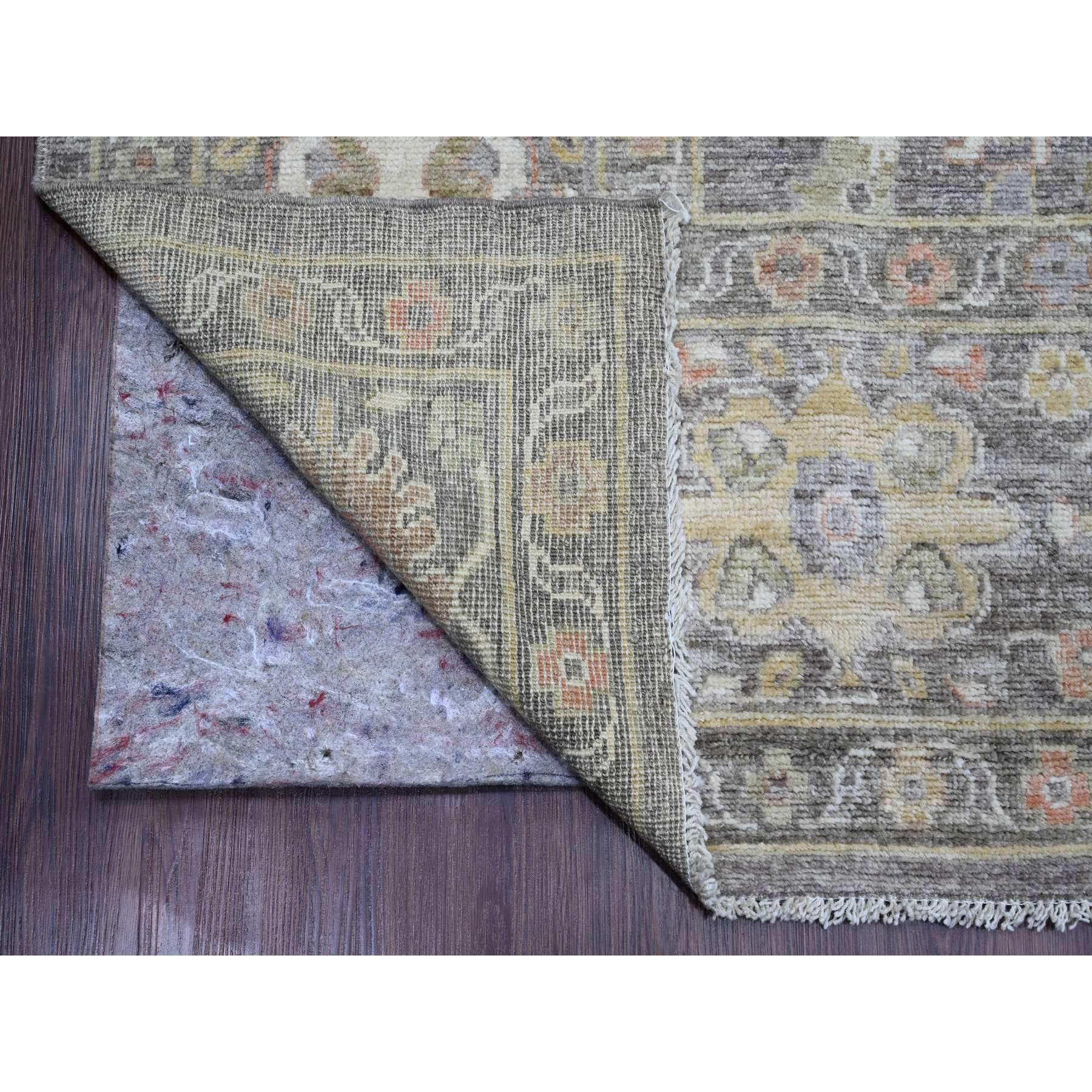 8'1"x9'8" Cedar Brown, Pure Wool, Afghan Angora Oushak with Colorful Leaf Design, Vegetable Dyes, Hand Knotted, Oriental Rug Sh89765