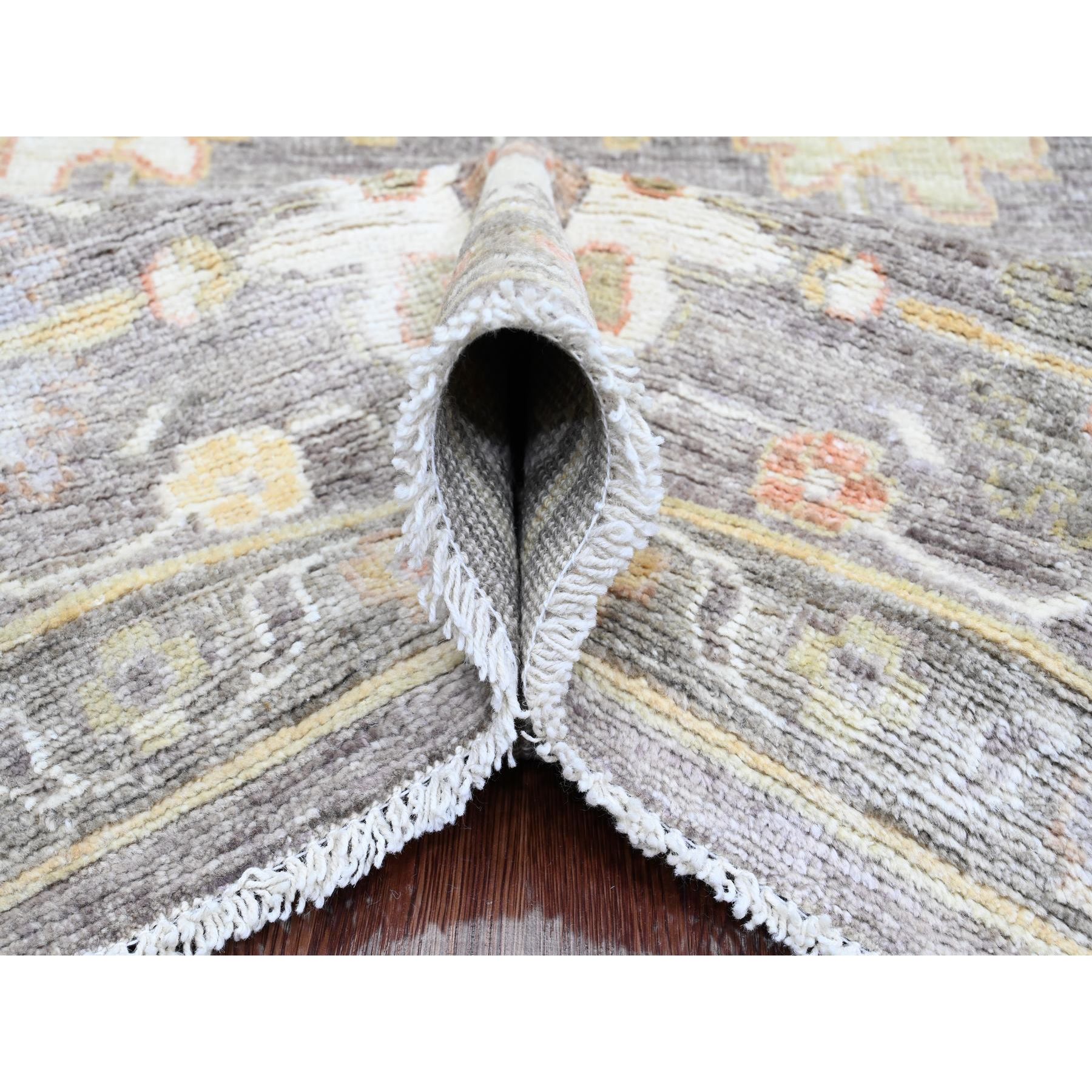 8'1"x9'8" Cedar Brown, Pure Wool, Afghan Angora Oushak with Colorful Leaf Design, Vegetable Dyes, Hand Knotted, Oriental Rug Sh89765