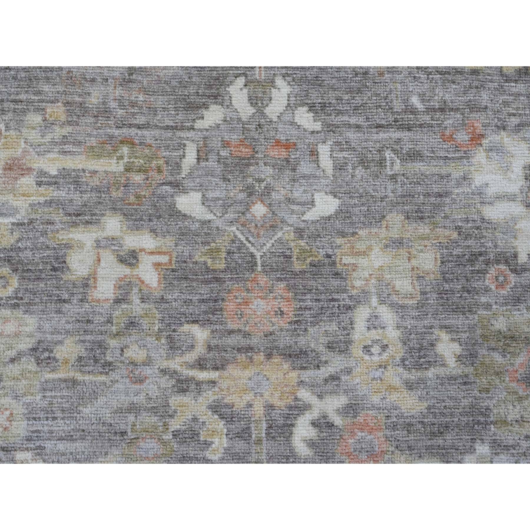 8'1"x9'8" Cedar Brown, Pure Wool, Afghan Angora Oushak with Colorful Leaf Design, Vegetable Dyes, Hand Knotted, Oriental Rug Sh89765