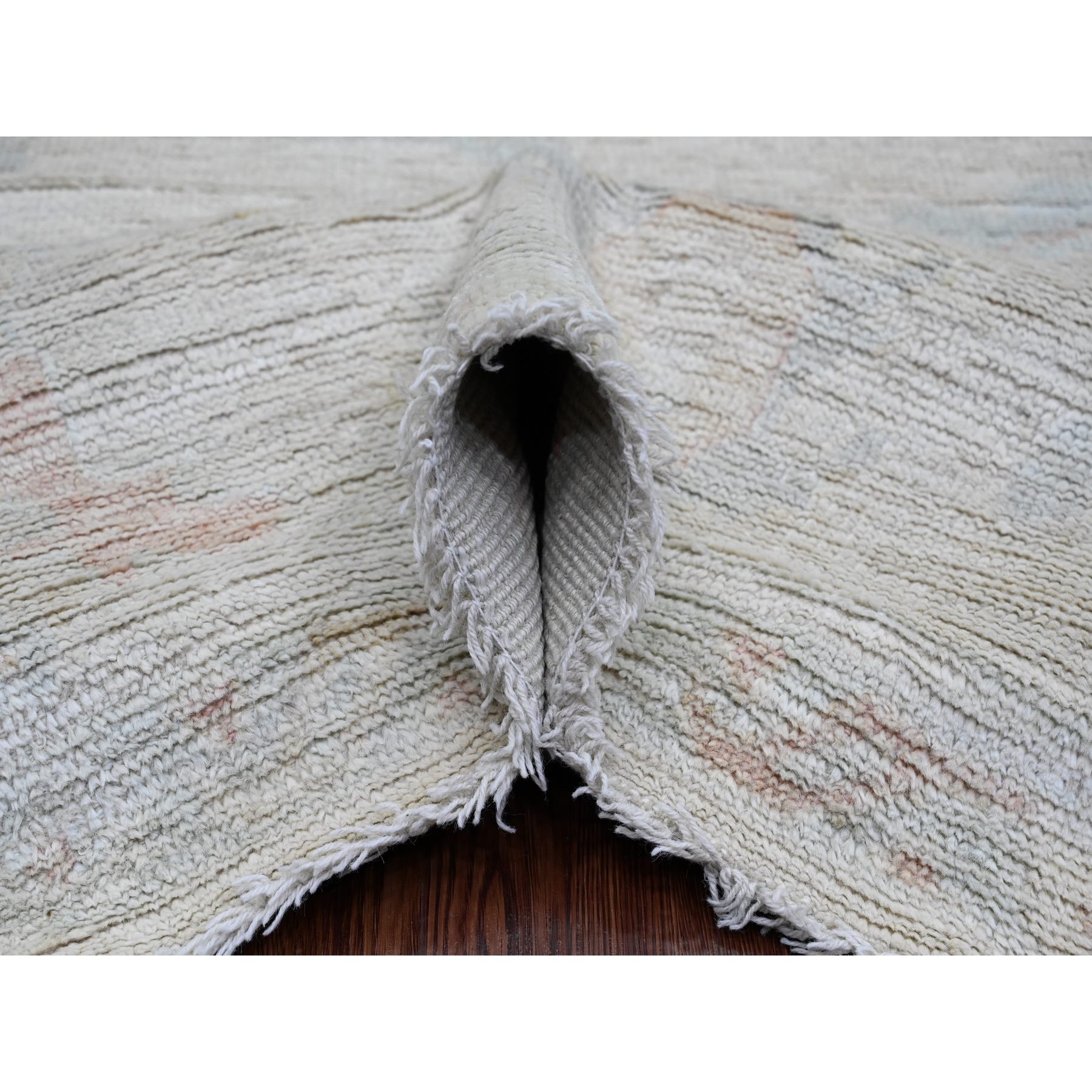 8'x9'7" Misty Gray, Afghan Angora Oushak with Leaf Design, Natural Dyes, Pure Wool, Hand Knotted, Oriental Rug Sh89766