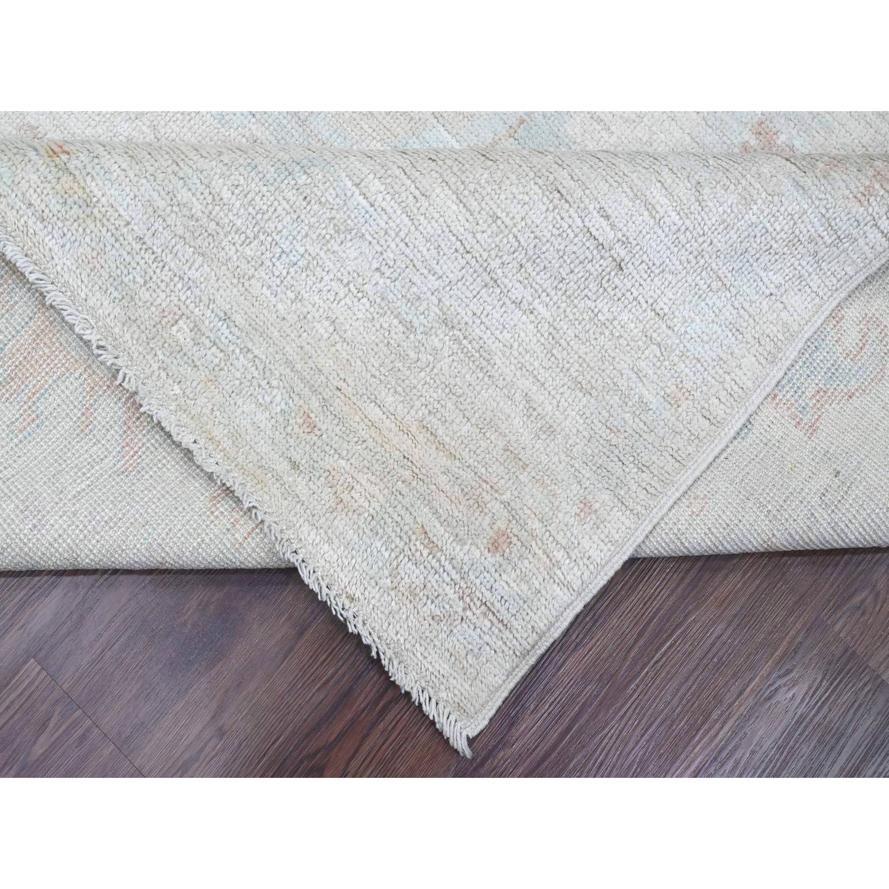 8'x9'7" Misty Gray, Afghan Angora Oushak with Leaf Design, Natural Dyes, Pure Wool, Hand Knotted, Oriental Rug Sh89766