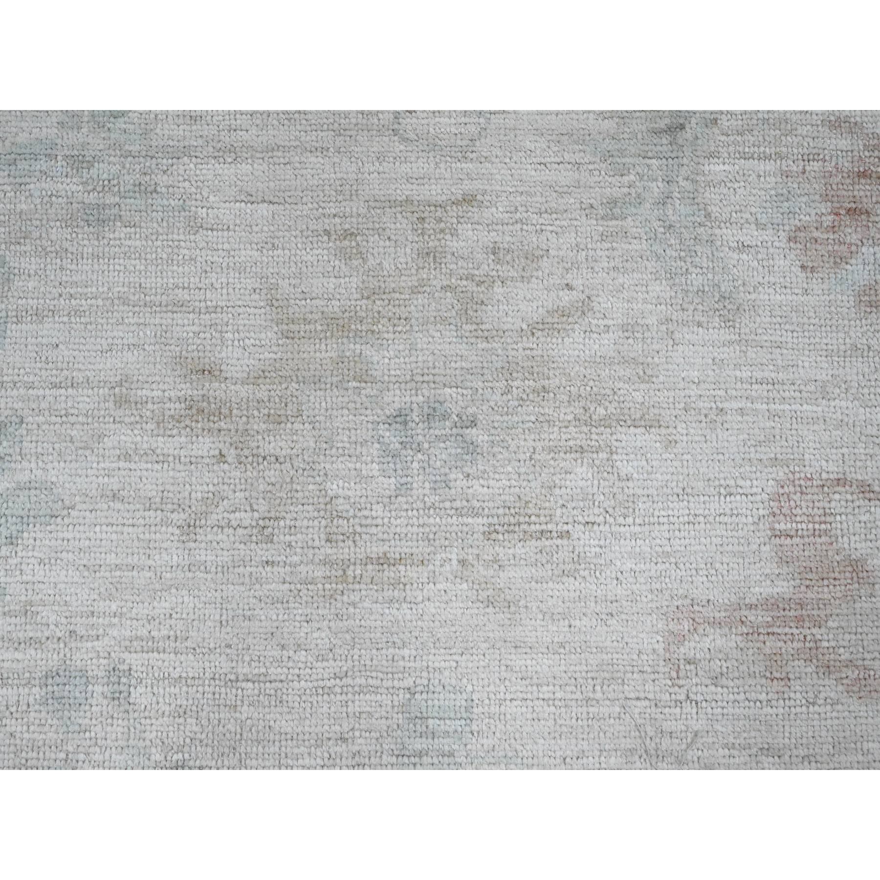 8'x9'7" Misty Gray, Afghan Angora Oushak with Leaf Design, Natural Dyes, Pure Wool, Hand Knotted, Oriental Rug Sh89766