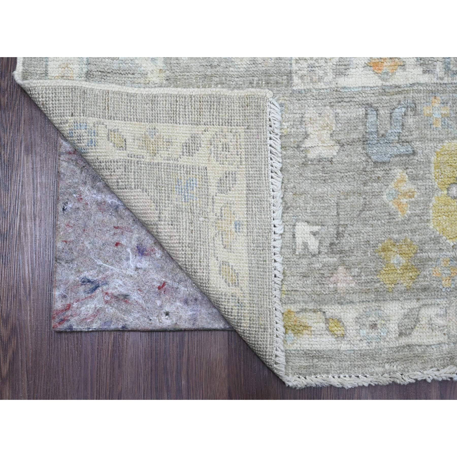 8'x9'7" Spanish Gray, Afghan Angora Oushak with Geometric Leaf Pattern, Hand Knotted, Vegetable Dyes, 100% Wool, Oriental Rug Sh89769