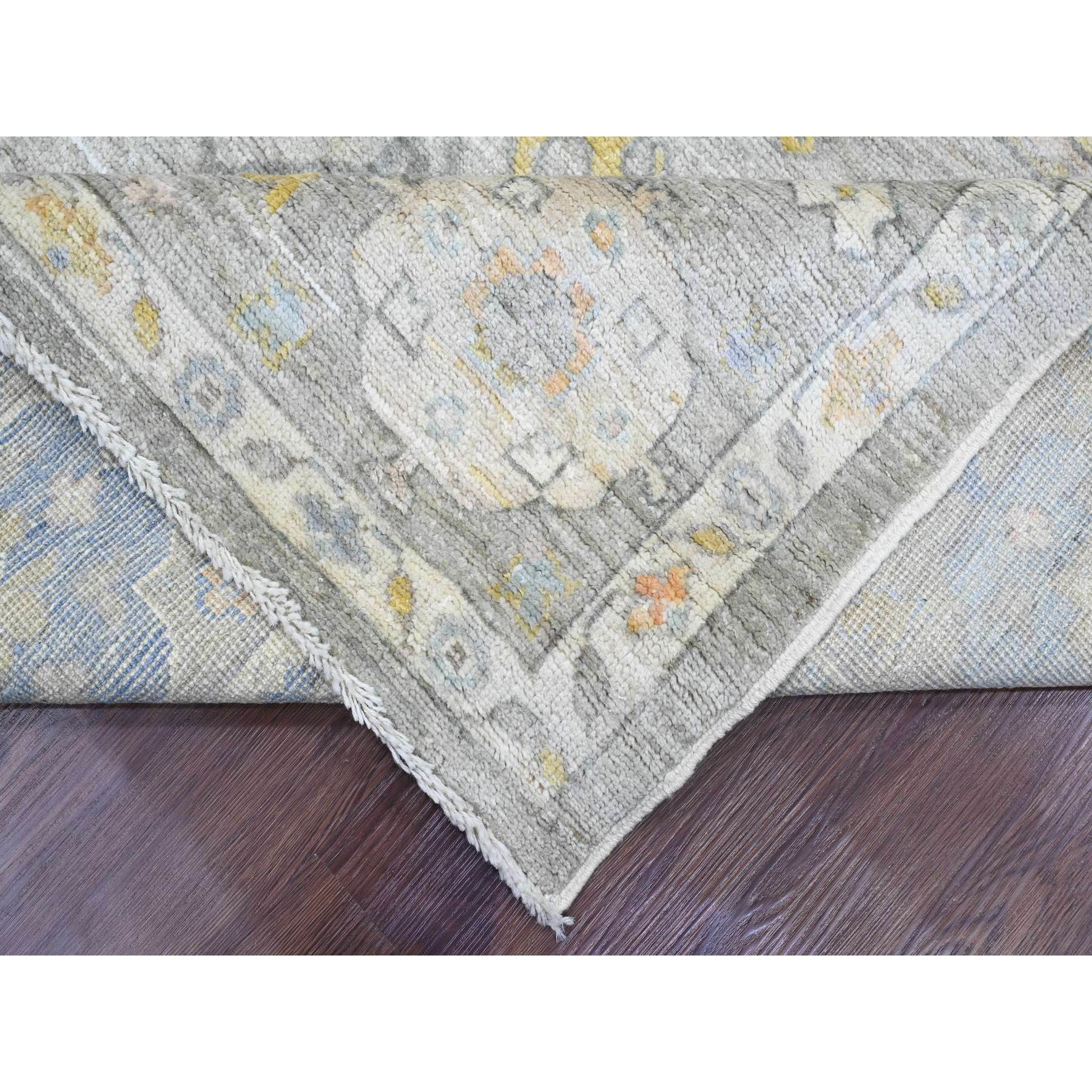 8'x9'7" Spanish Gray, Afghan Angora Oushak with Geometric Leaf Pattern, Hand Knotted, Vegetable Dyes, 100% Wool, Oriental Rug Sh89769