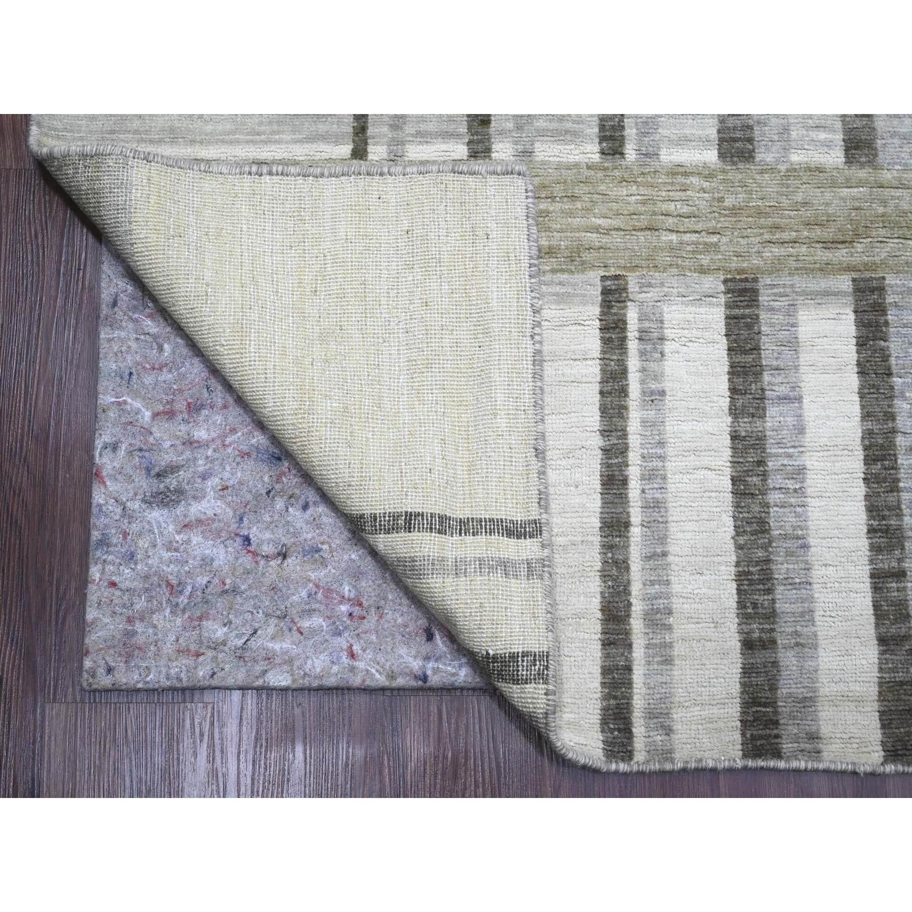 8'8"x11'8" Beaver Brown, Bauhaus Inspired Criss Cross Line Design, Hand Knotted, 100% Wool, Oriental Rug Sh89774