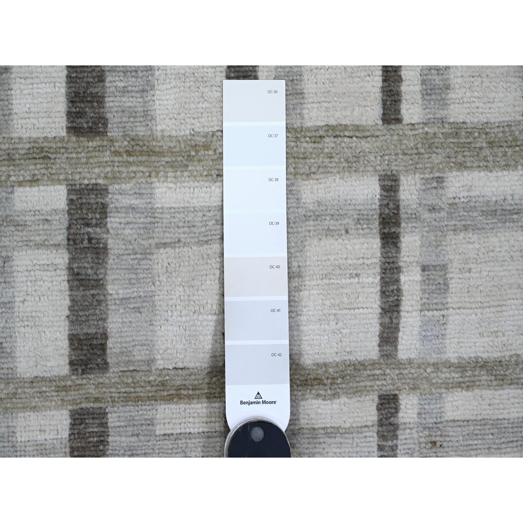 8'8"x11'8" Beaver Brown, Bauhaus Inspired Criss Cross Line Design, Hand Knotted, 100% Wool, Oriental Rug Sh89774